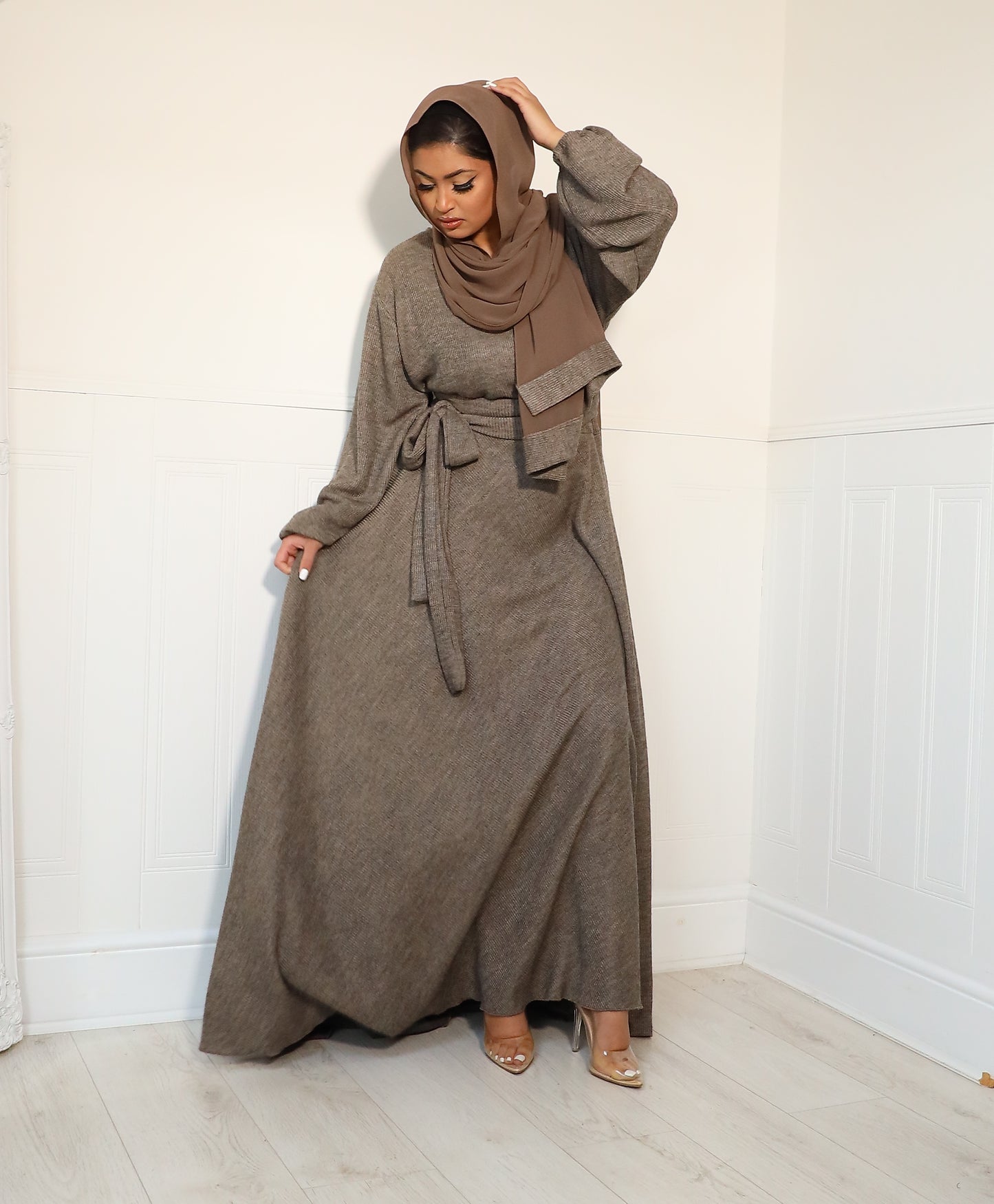 Amal Abaya knit Jersey : Taupe Grey