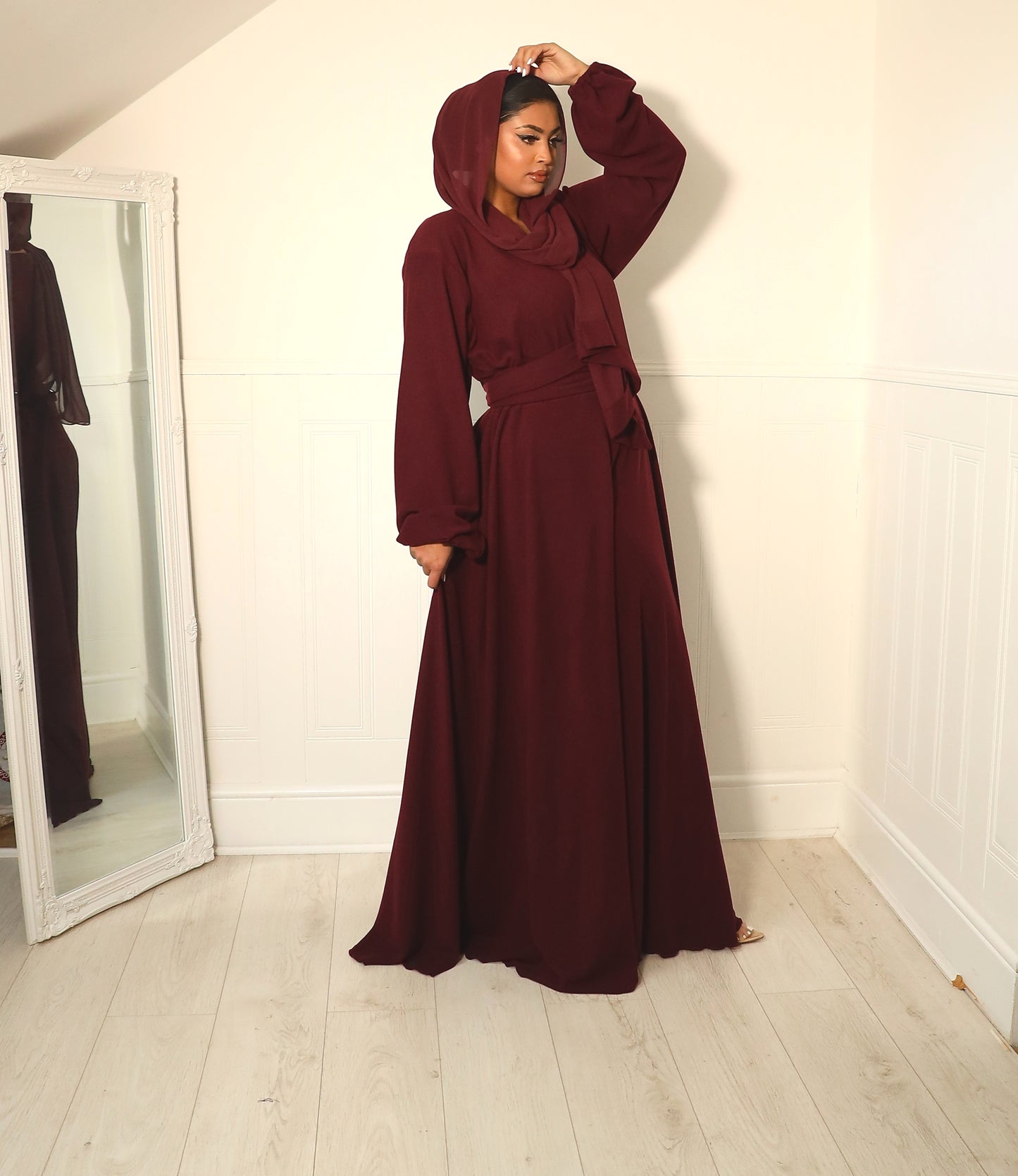 Amal Abaya knit Jersey : Maroon Ribbed