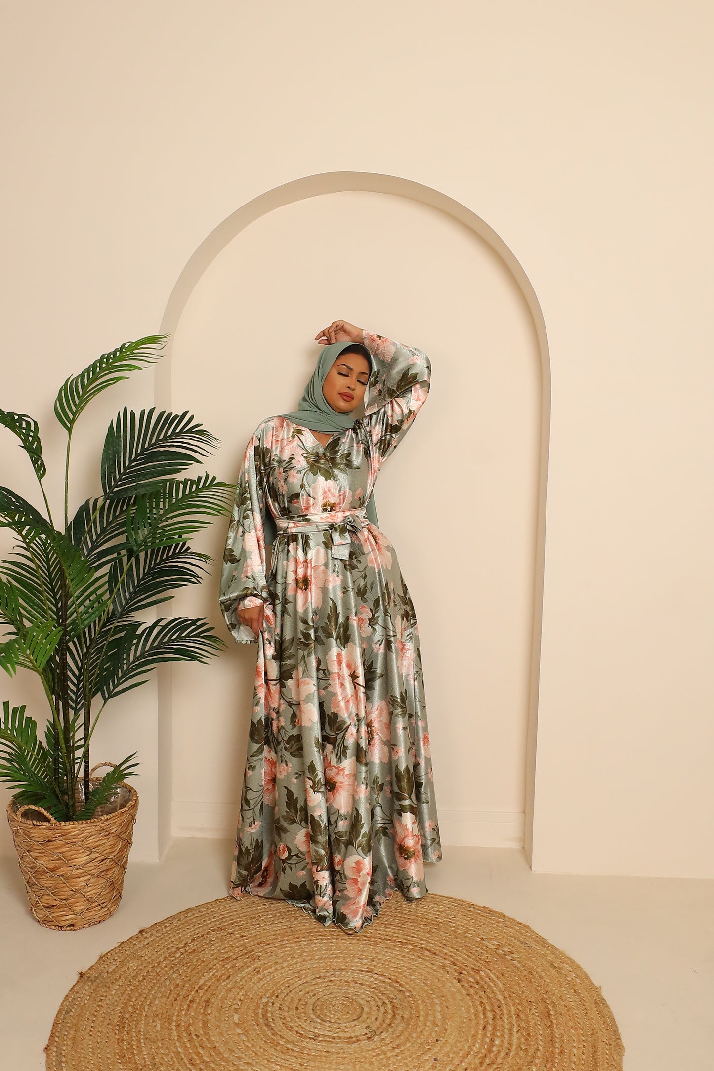Amalia Floral green jacquard