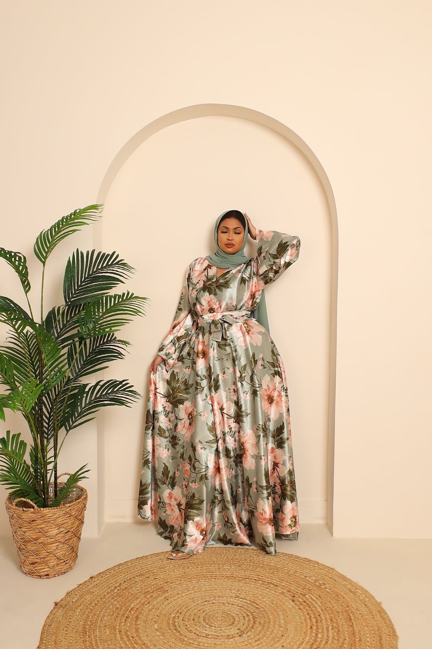 Amalia Floral green jacquard