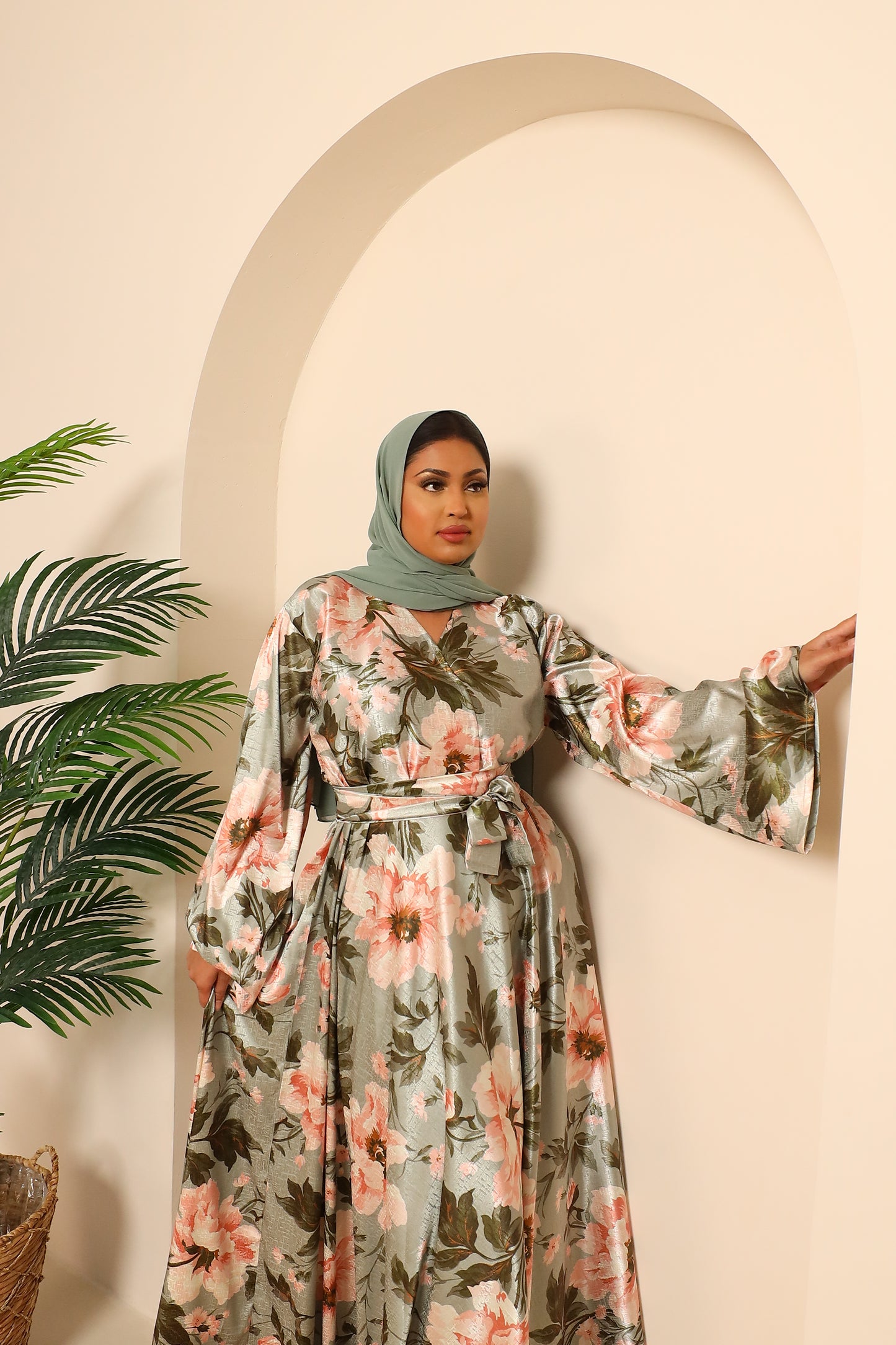 Amalia Floral green jacquard