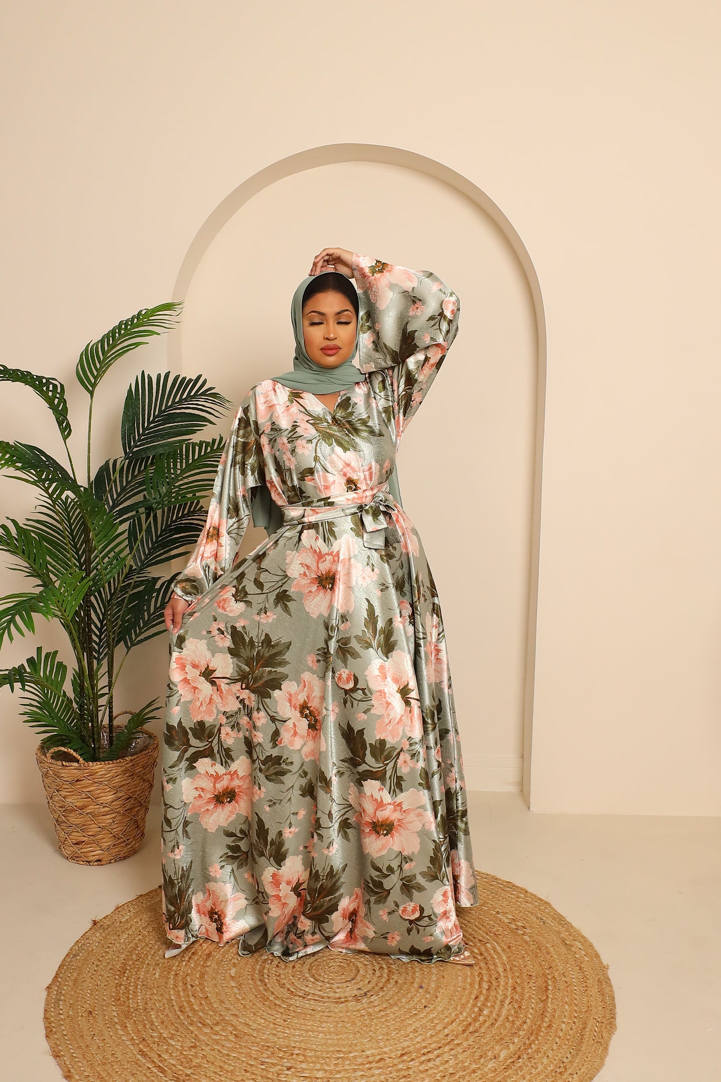Amalia Floral green jacquard