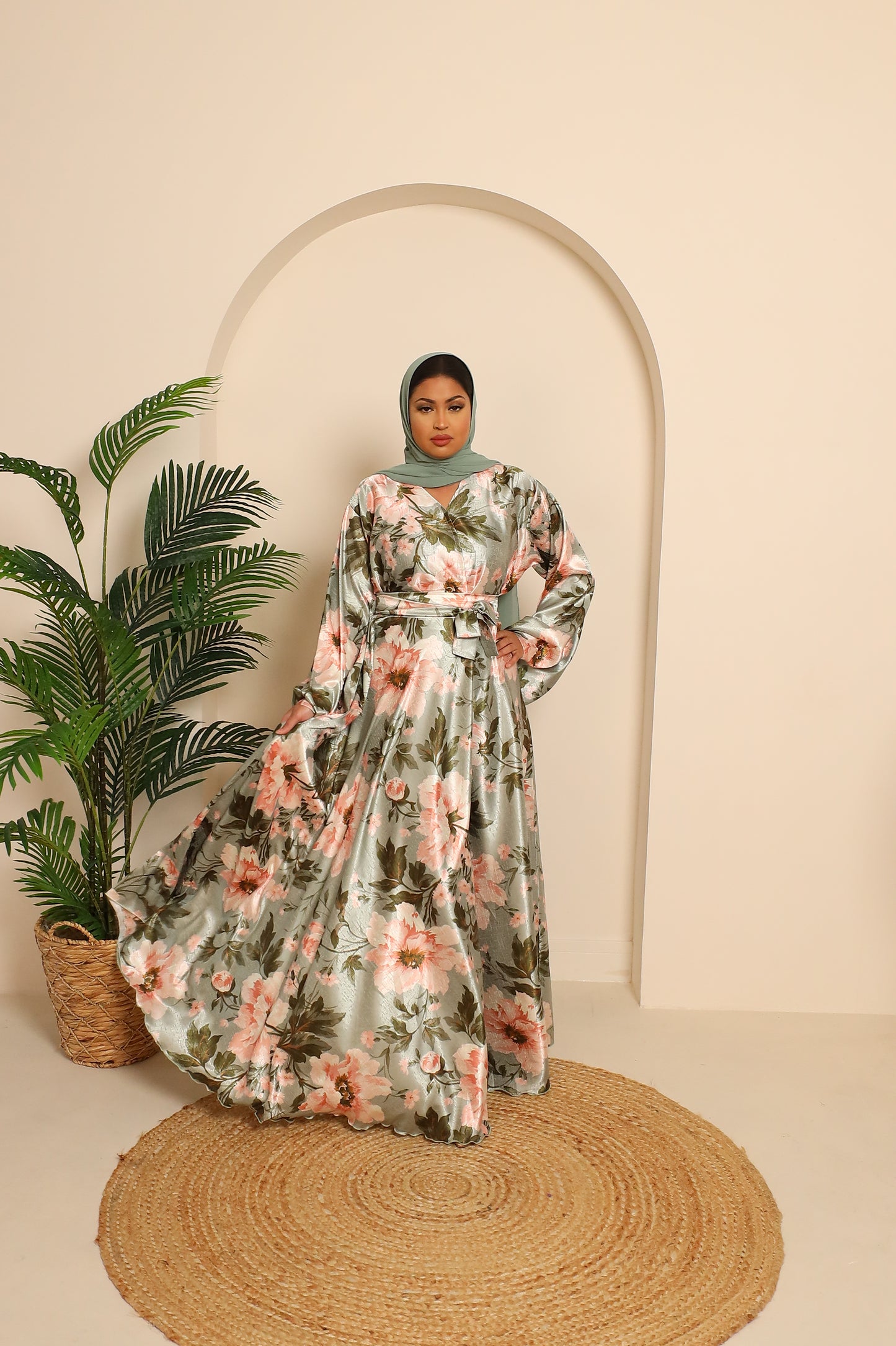 Amalia Floral green jacquard