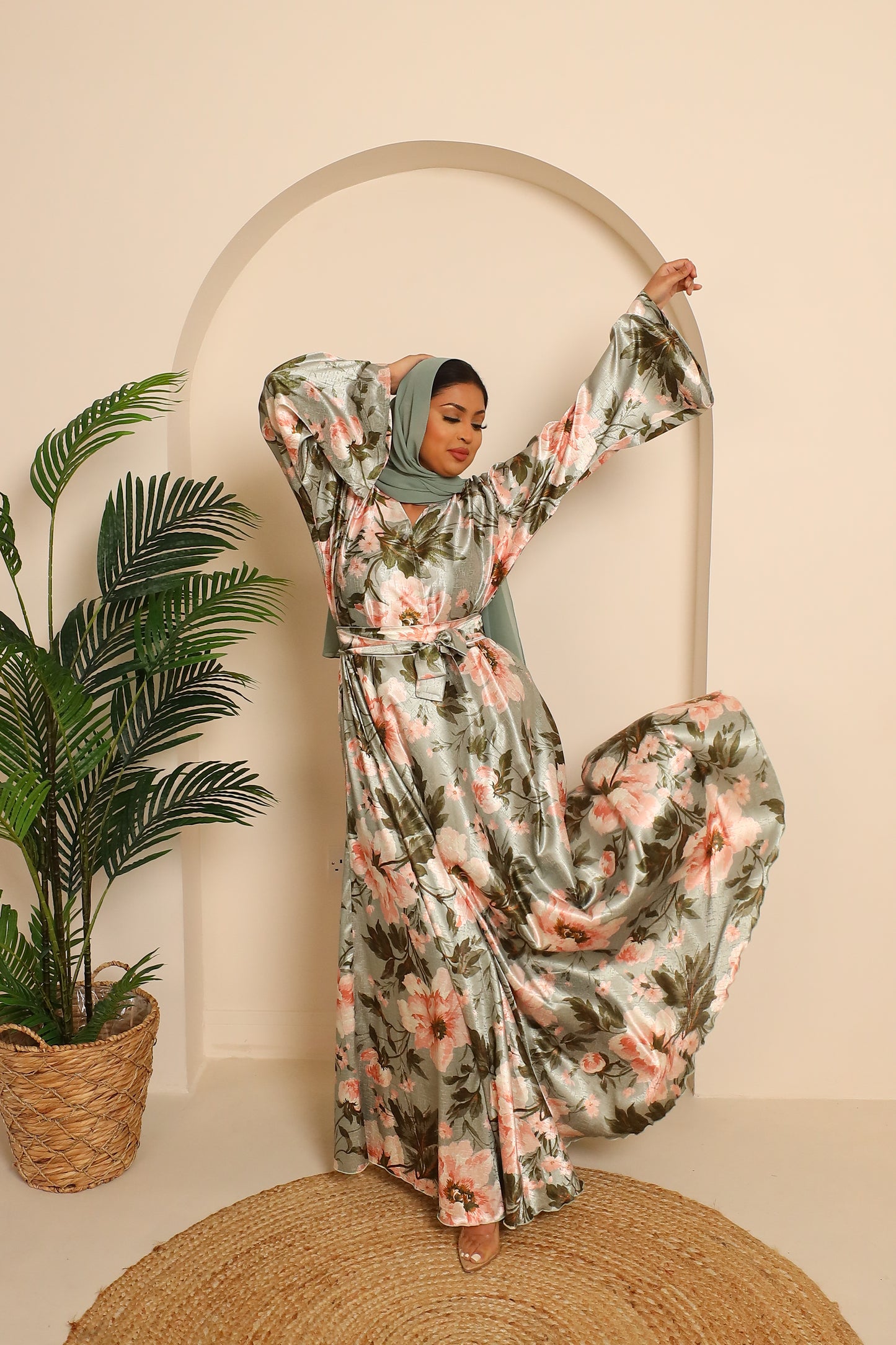 Amalia Floral green jacquard