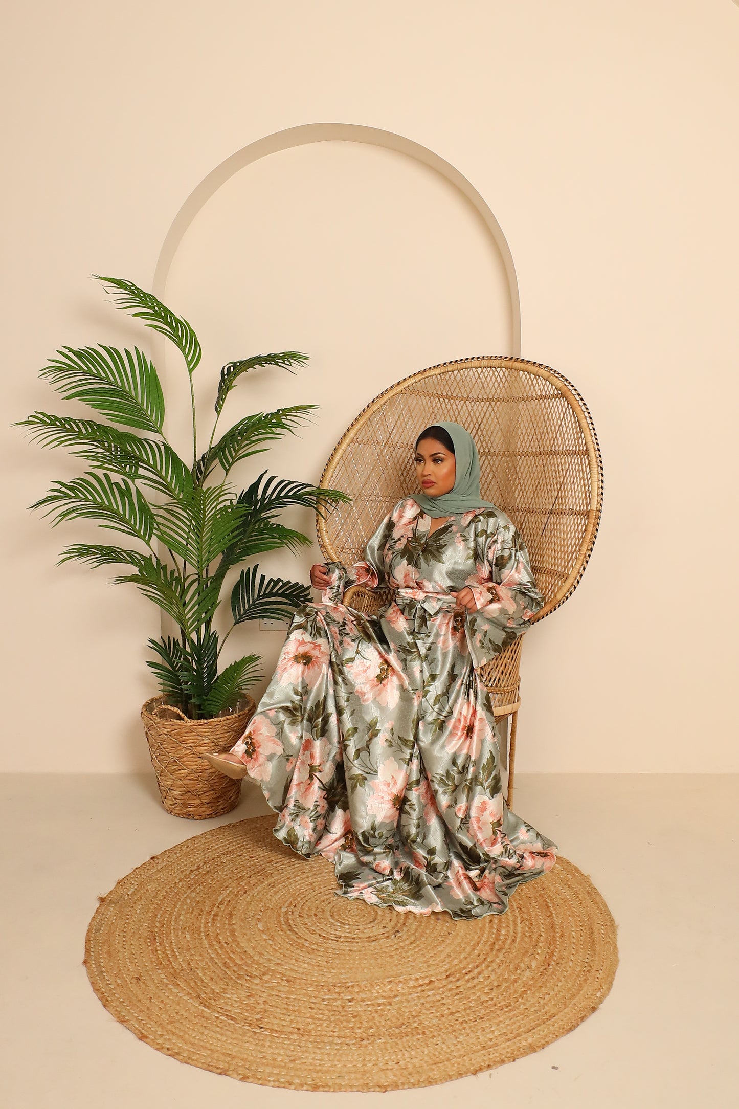 Amalia Floral green jacquard