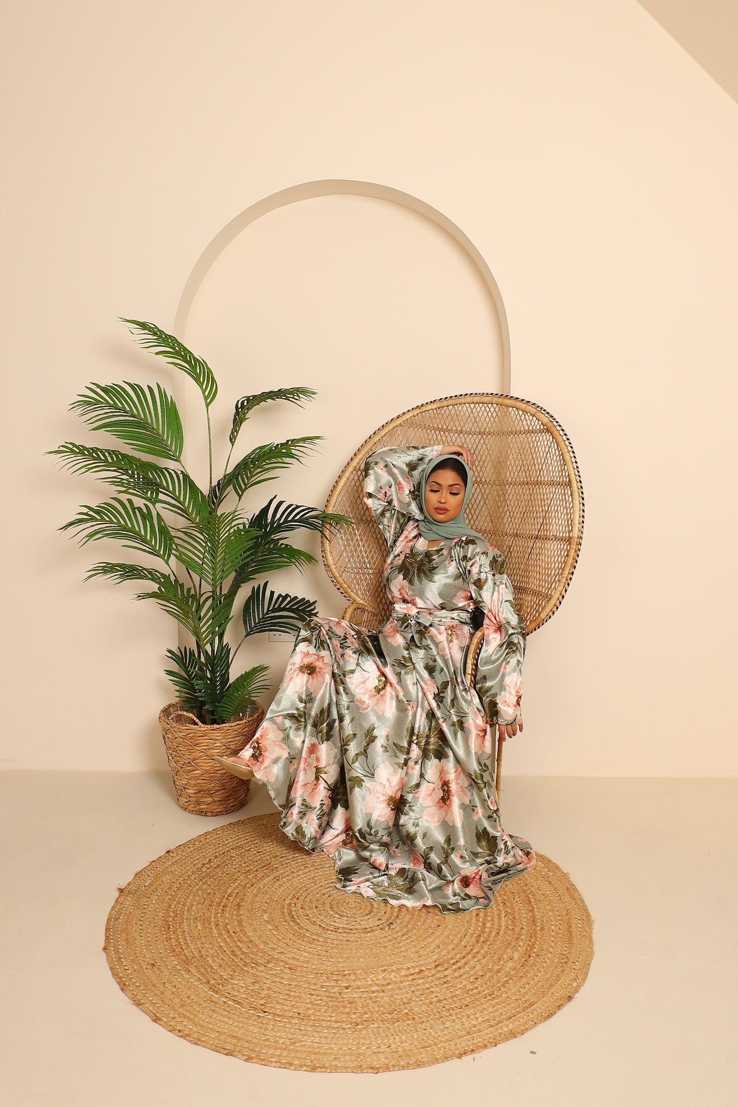 Amalia Floral green jacquard