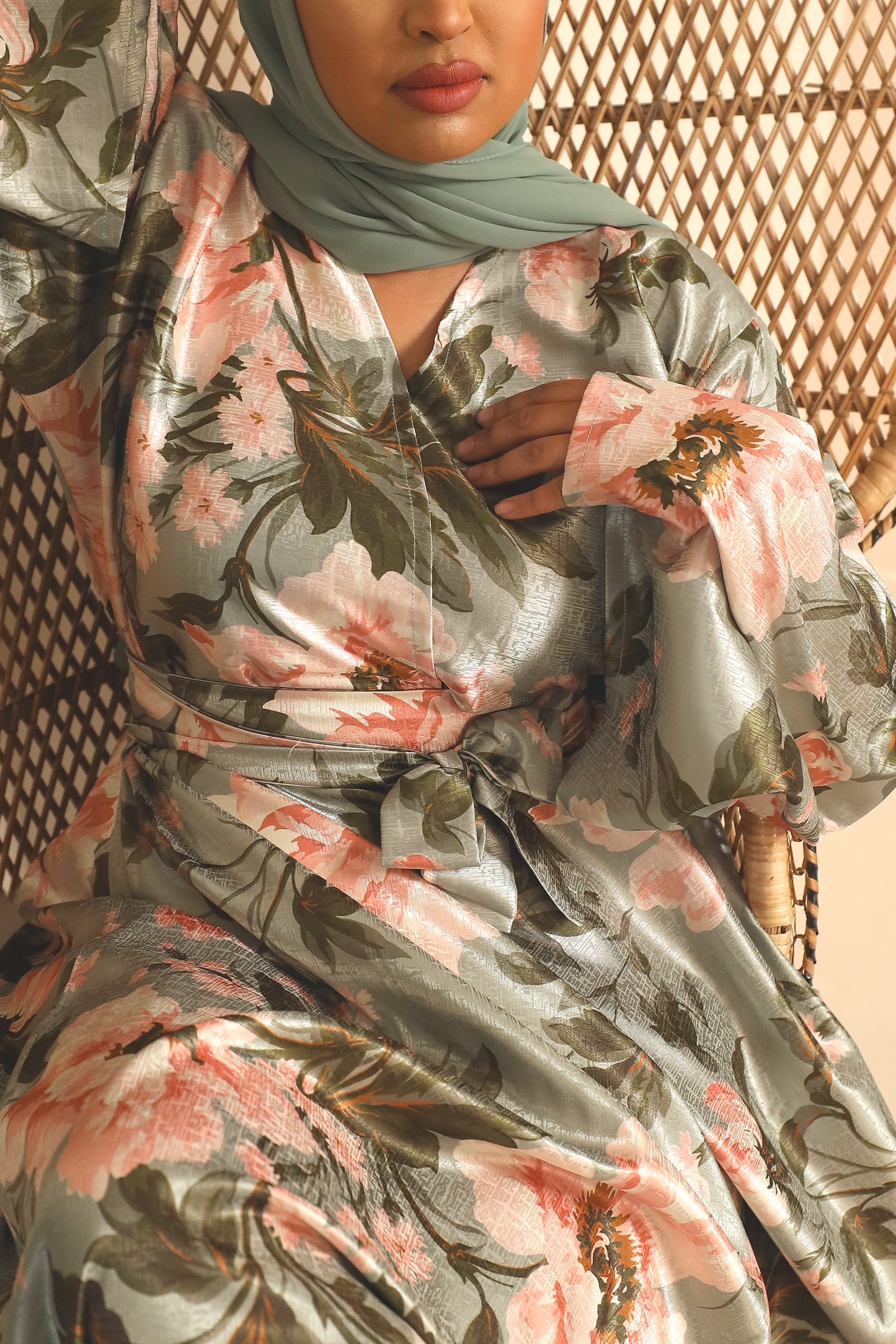 Amalia Floral green jacquard