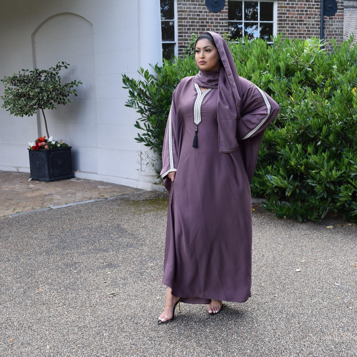 Hayat Modest Batwing Abaya in Heather Plum