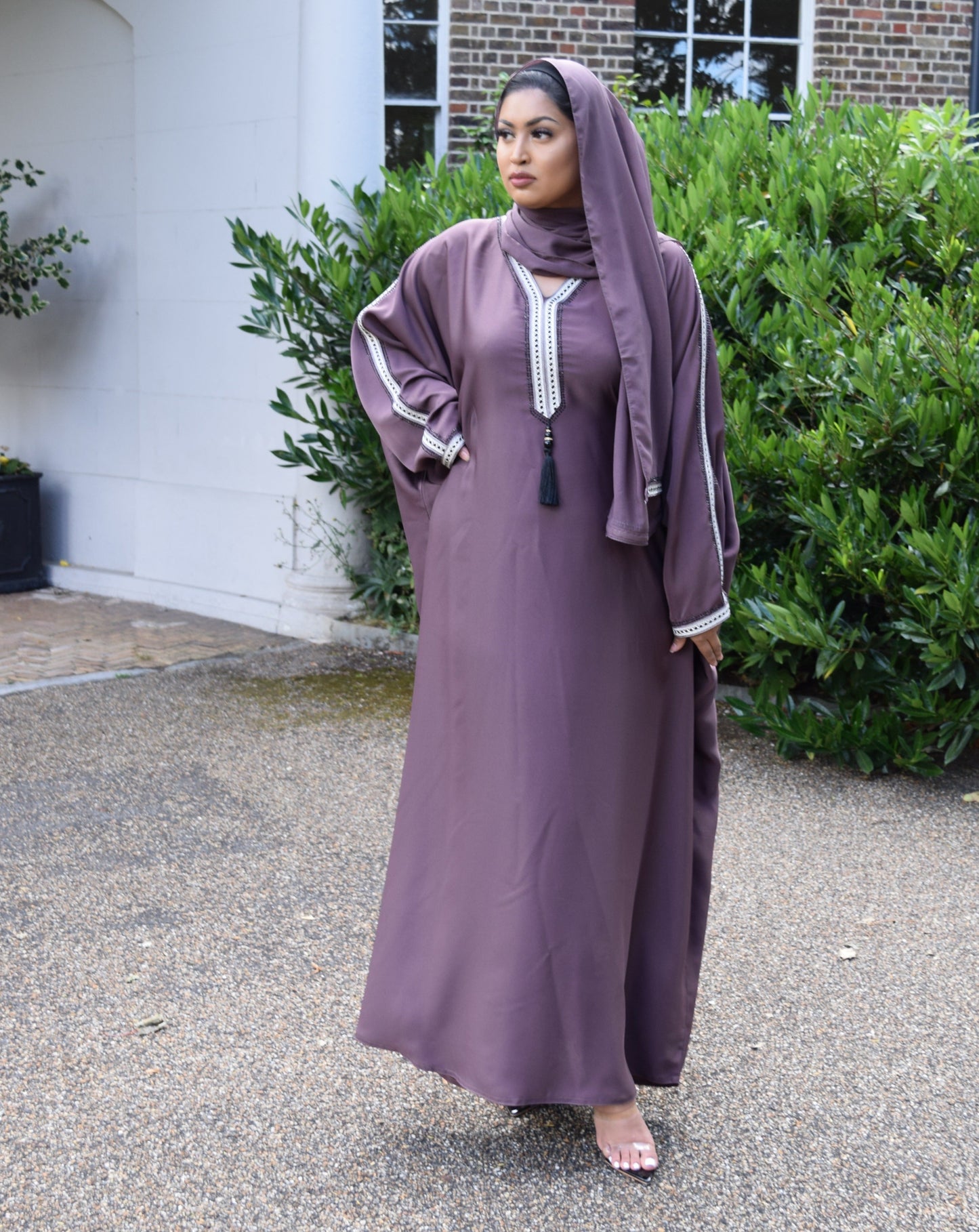 Hayat Modest Batwing Abaya in Heather Plum