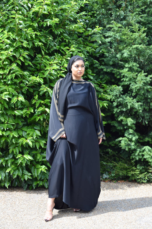 Nihal Modest Batwing Abaya in embellished Black