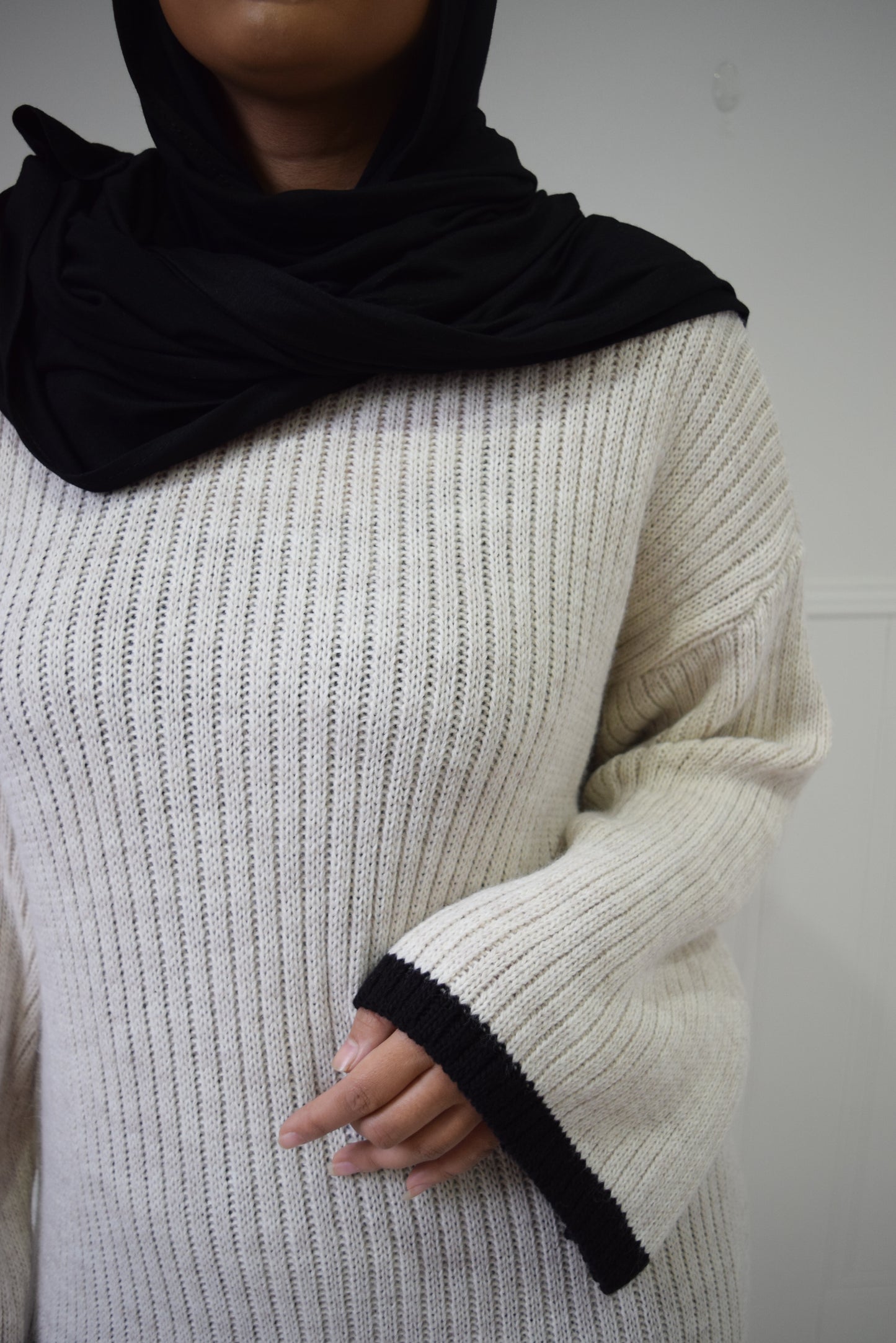 Winter knit dress with Trim Oat