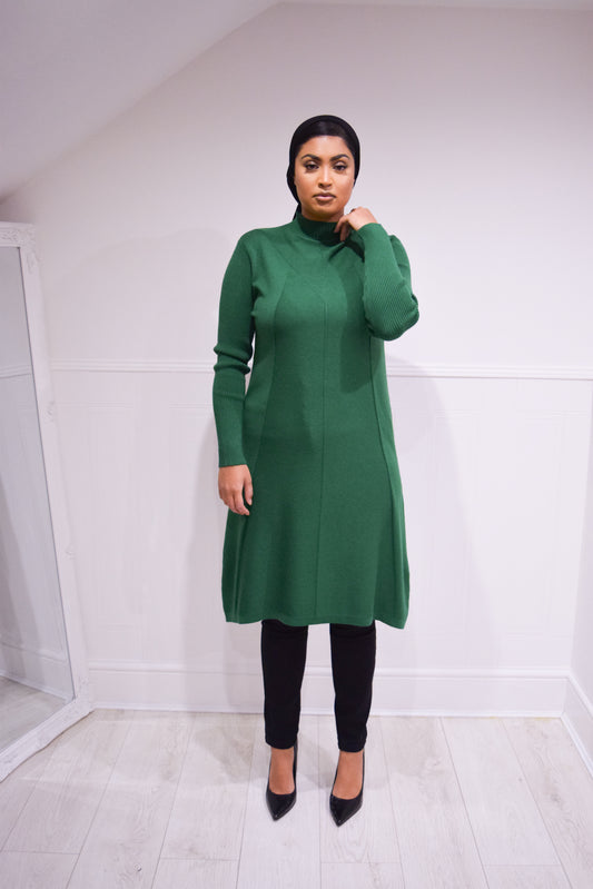 Diamond Aline Knit dress Forest Green