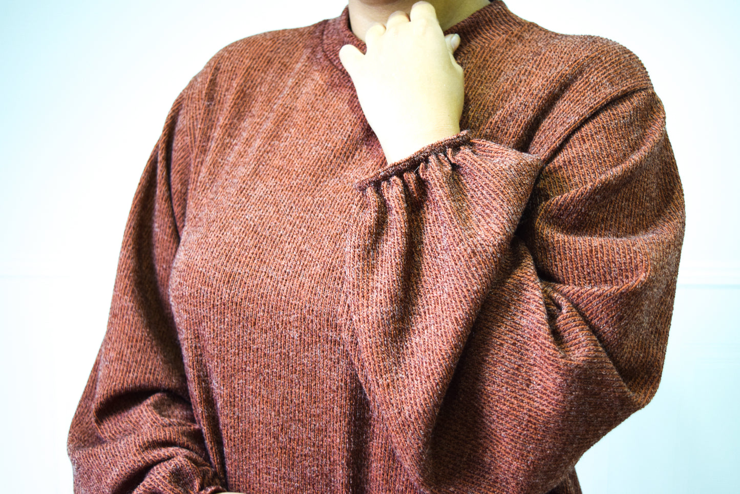 Chenille Velvet A-line abaya Rust Brown