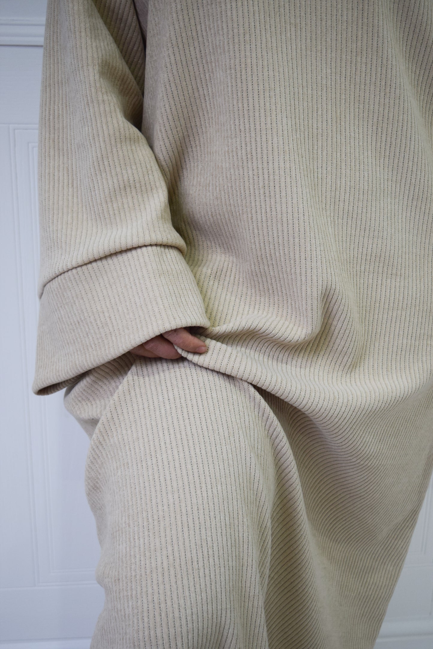 Corduroy Velvet wide sleeve abaya Wheat