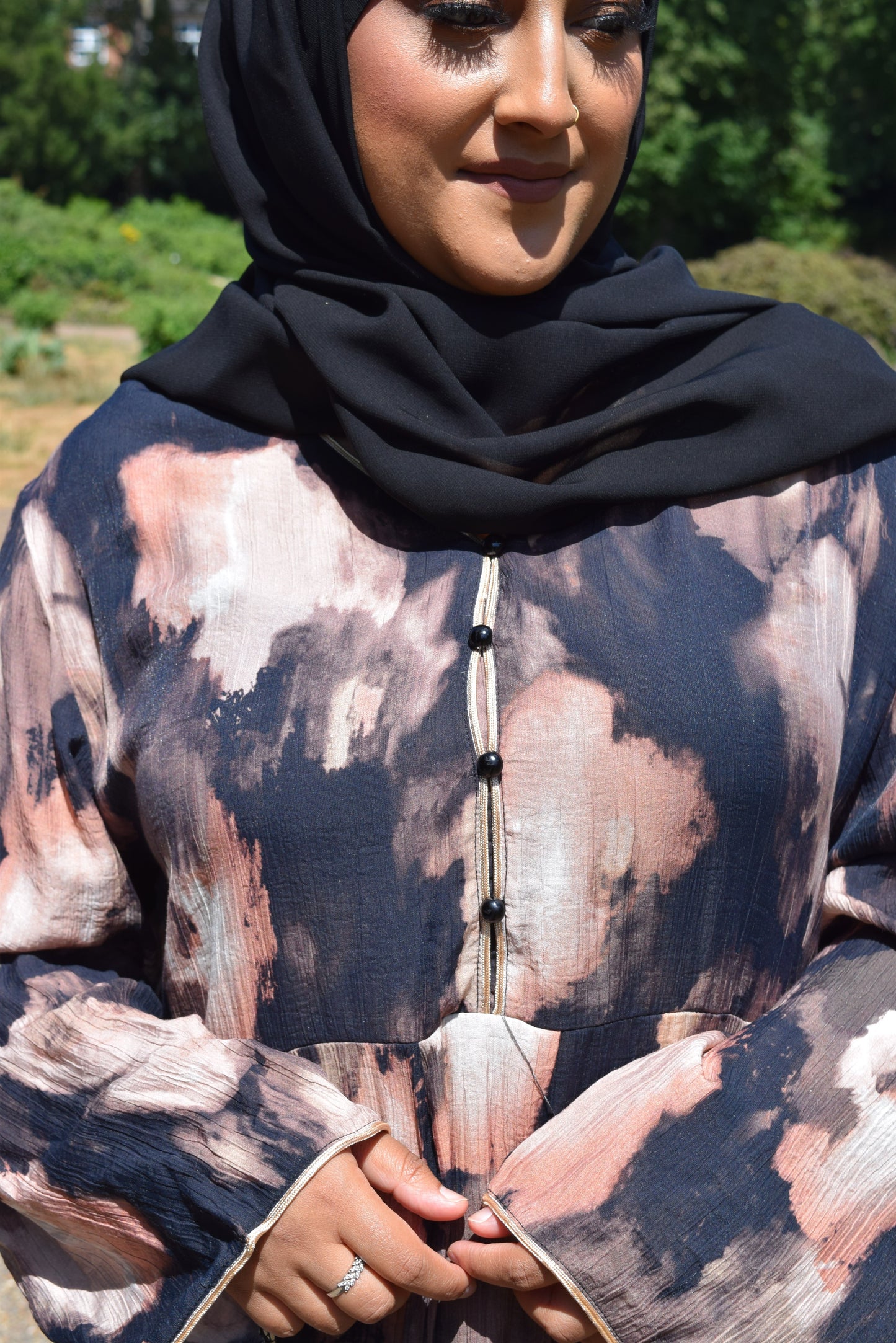 Modest Tie dye Maxi dress in Shadow Bloom