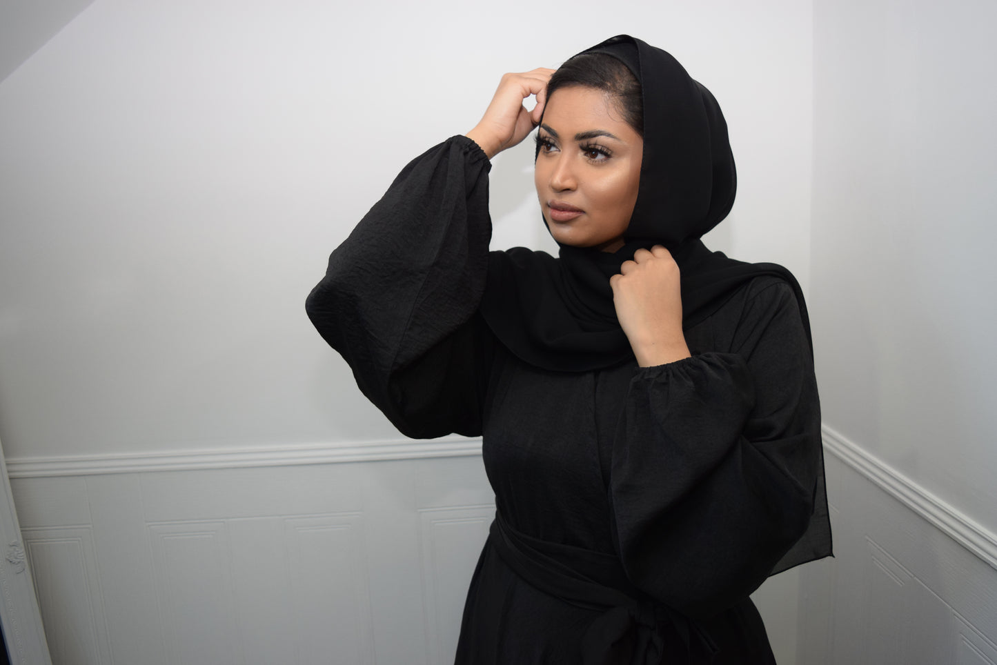 Amal Abaya Nidha crush Wrap Flare : Black