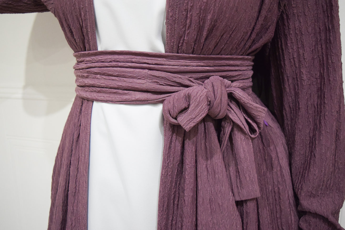 Zaiba textured Open A-line Abaya Jacket with pockets in Heather