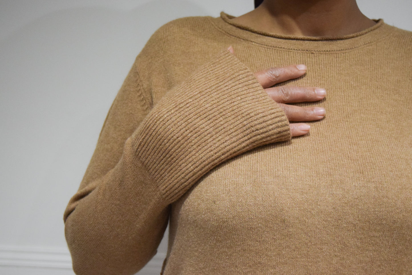 A-Line Buttoned Knit dress Caramel