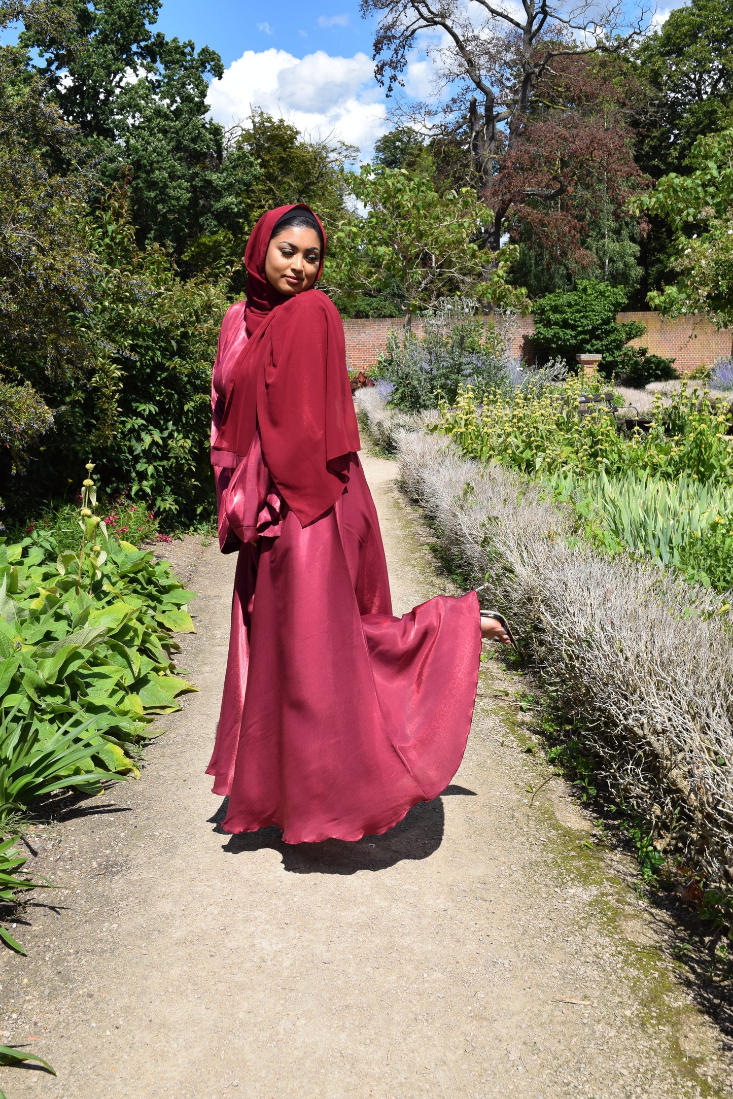 Amalia Wrap Maroon Shimmer Flare Abaya