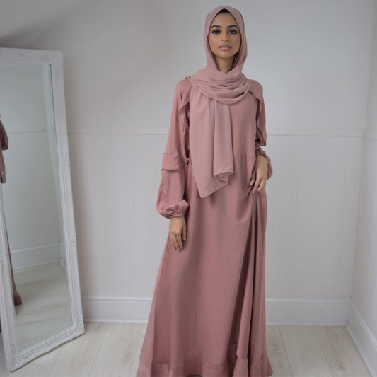 Amani A-line Contemporary Abaya Dusky Pink