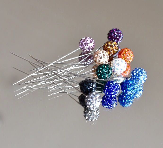 Hijab Pin Diamante Shamballa ball - 12 in a set