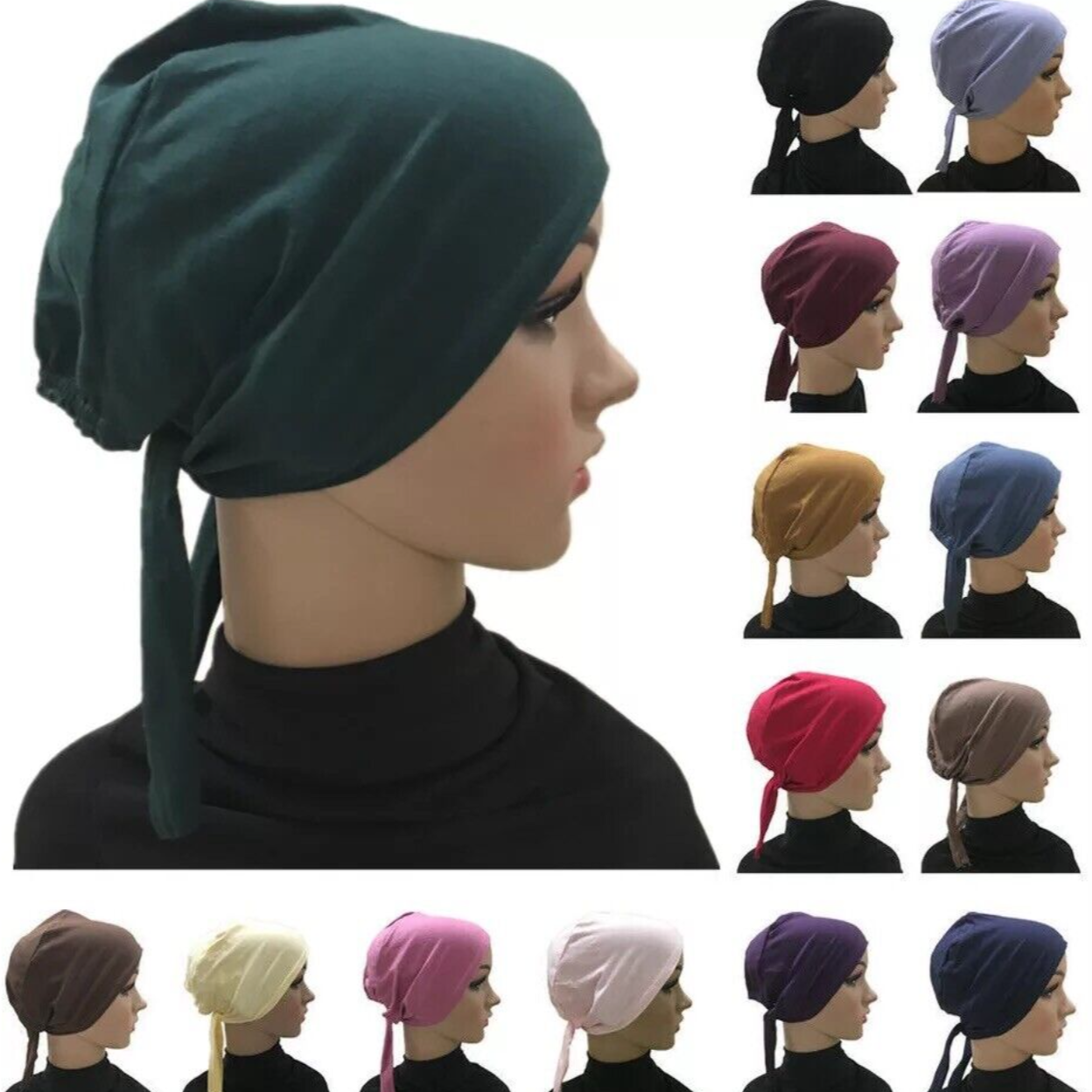 Hijab under hat -  Tie back Style