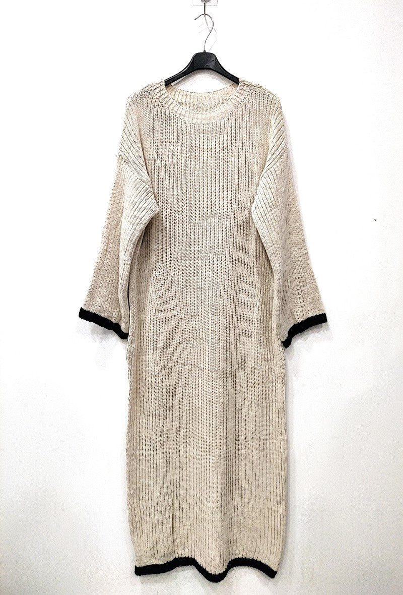 Winter knit dress with Trim Oat
