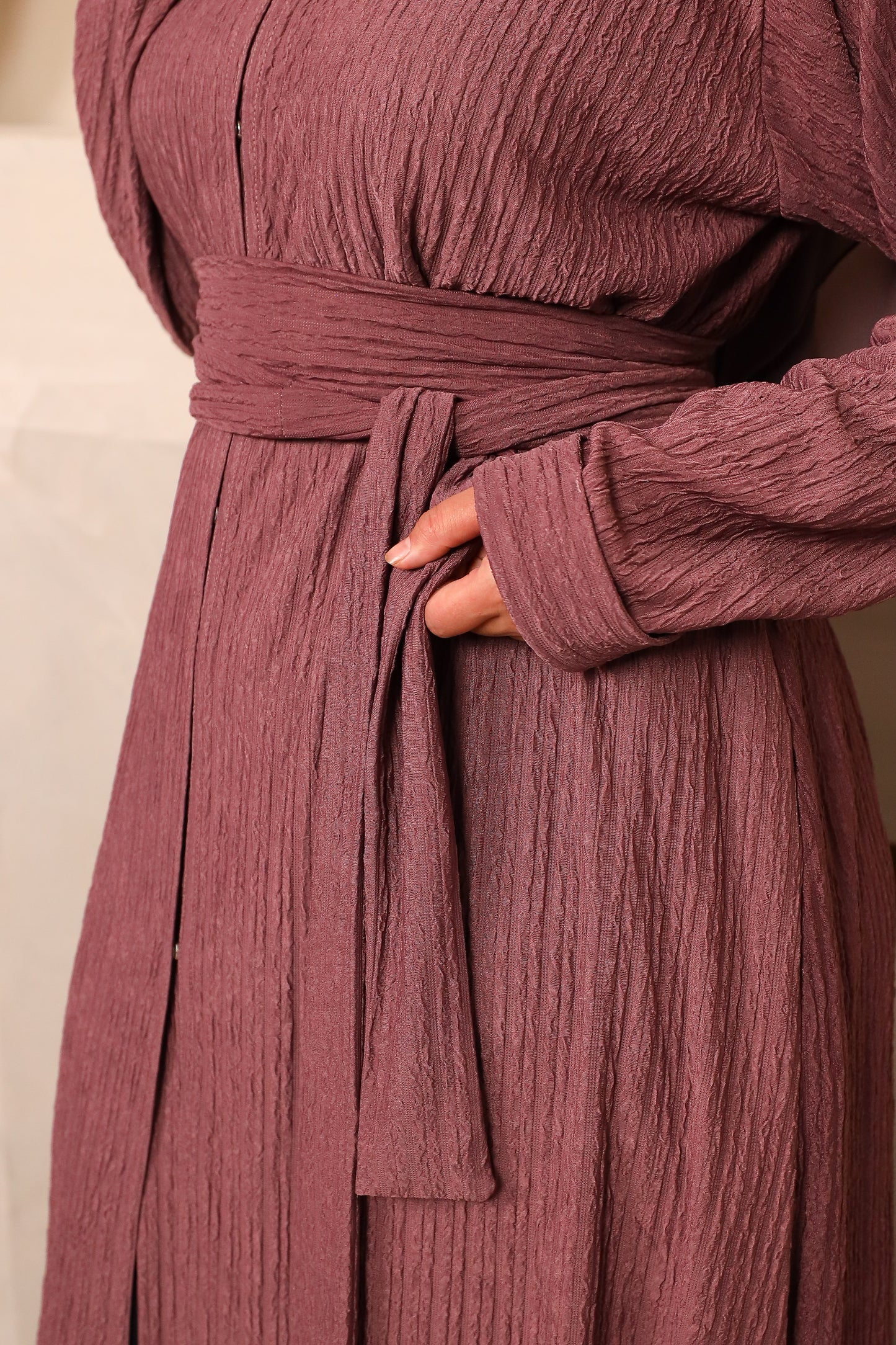 Zaiba textured Open A-line Abaya Jacket in Heather