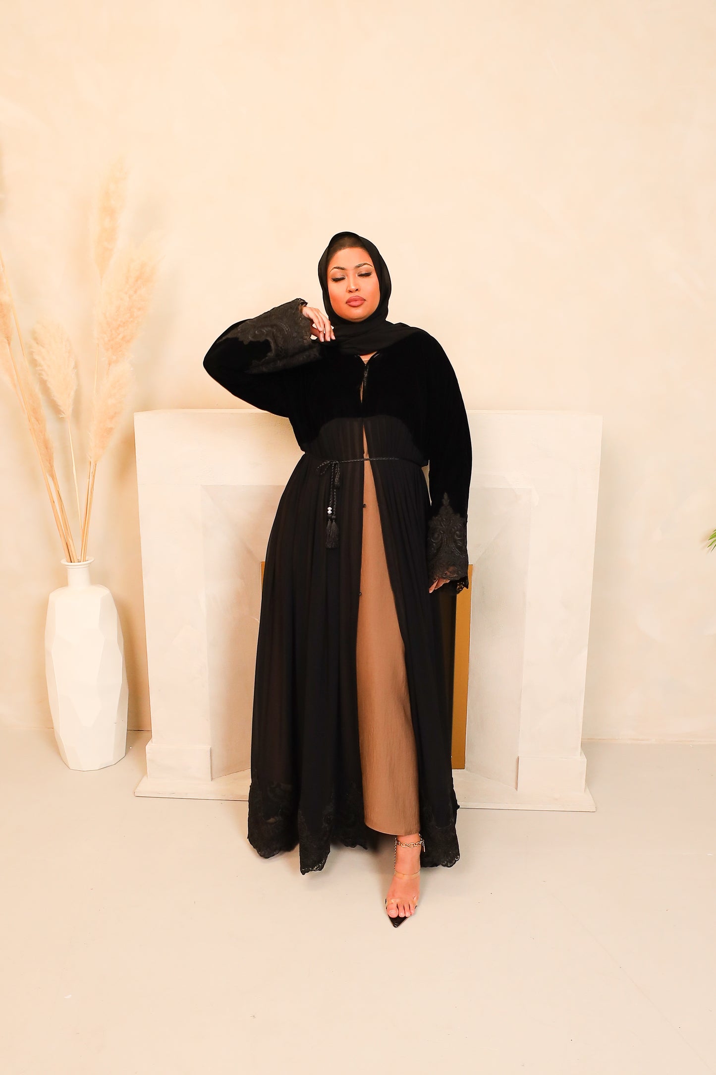 Regal Laced Black Velvet and Chiffon Jacket