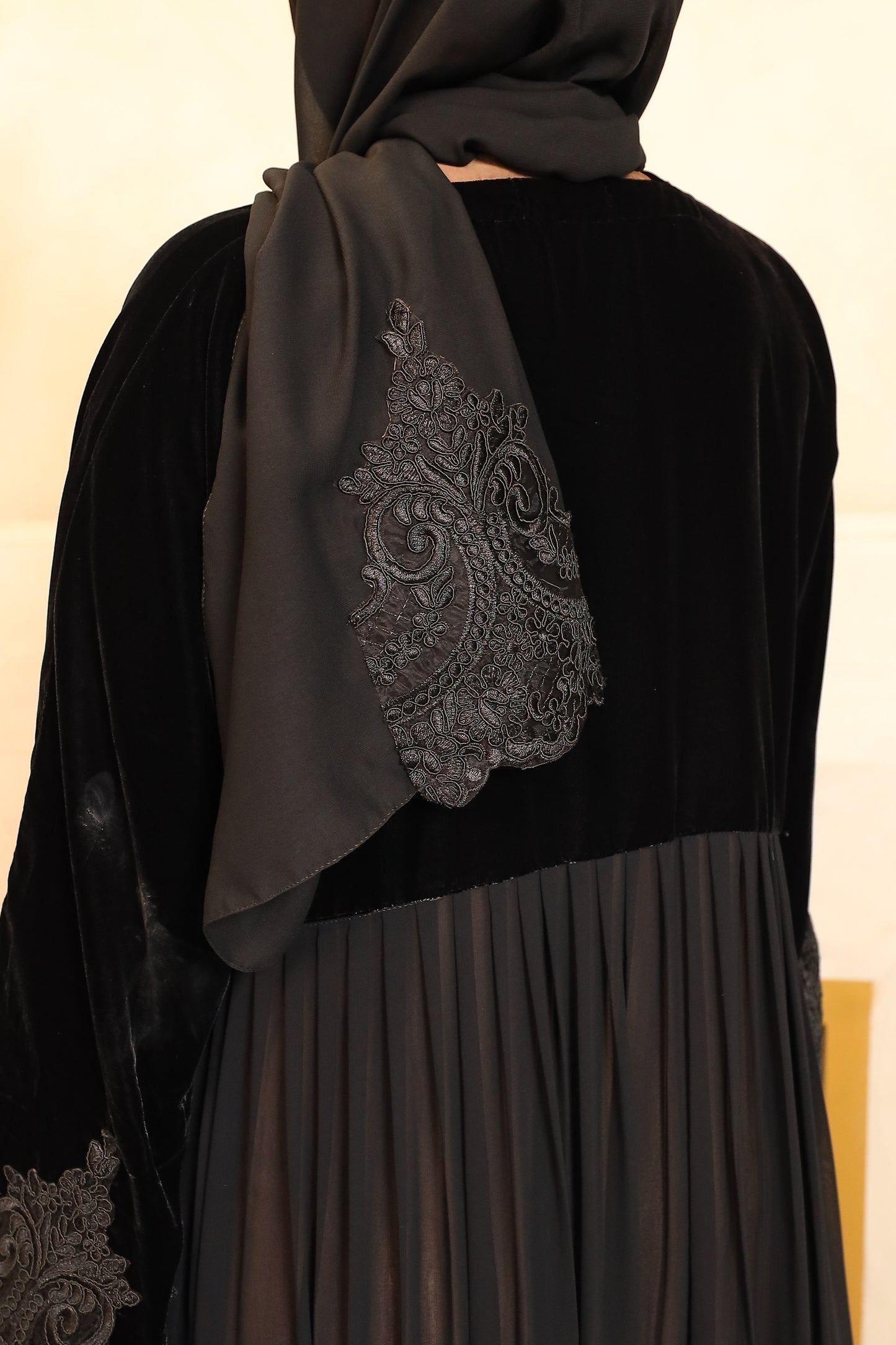 Regal Laced Black Velvet and Chiffon Jacket