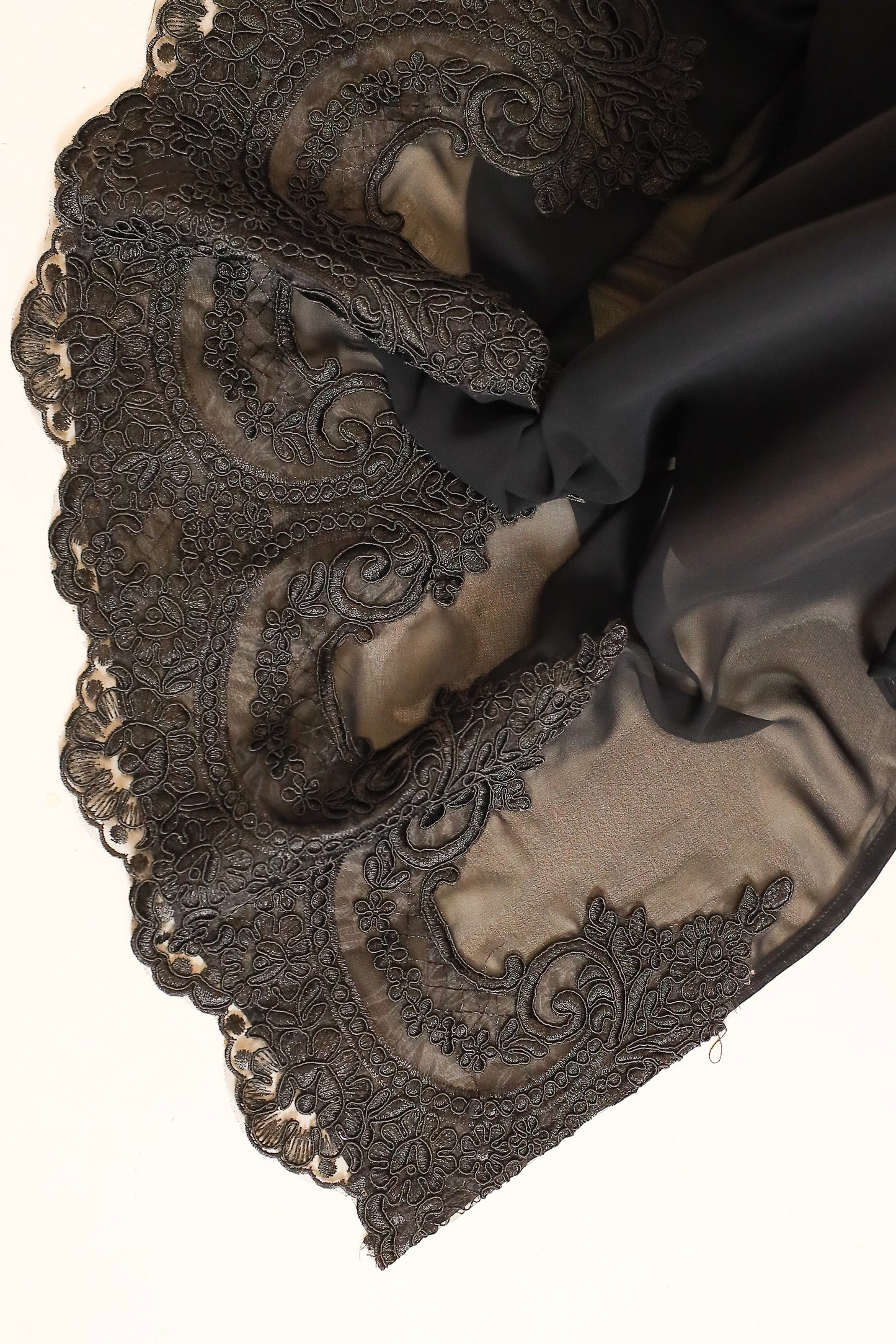 Regal Laced Black Velvet and Chiffon Jacket