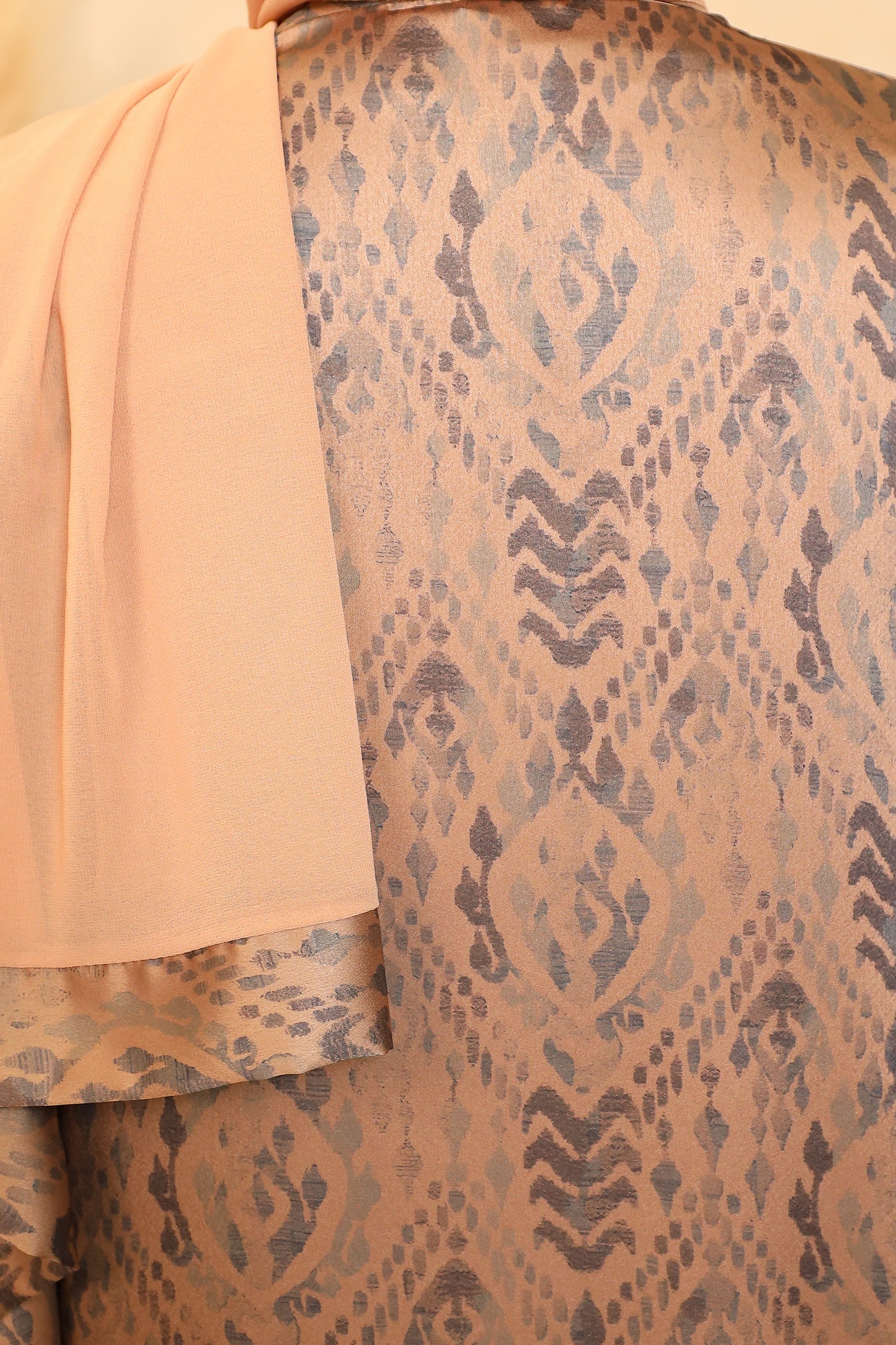 Zahra Batwing Farasha Open Jacket Abaya with inner in Tribal prints Blues-  4 piece set