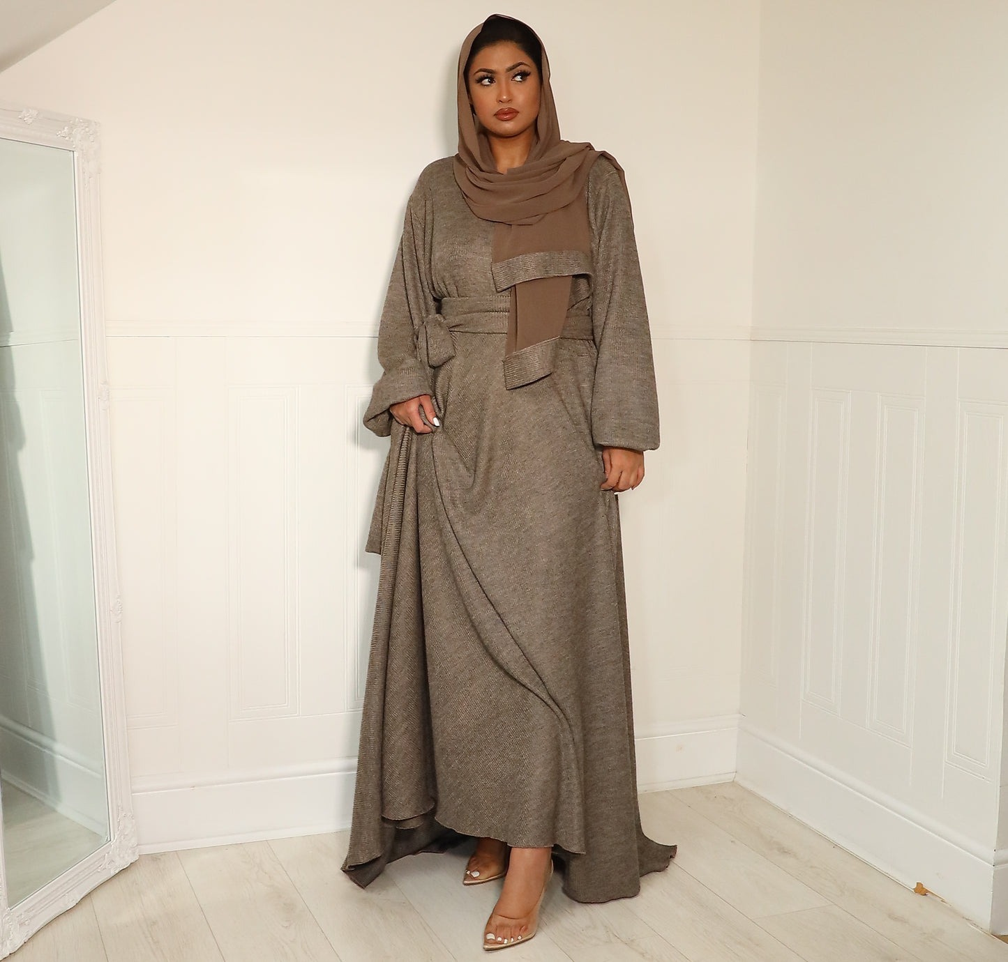 Amal Abaya knit Jersey : Taupe Grey