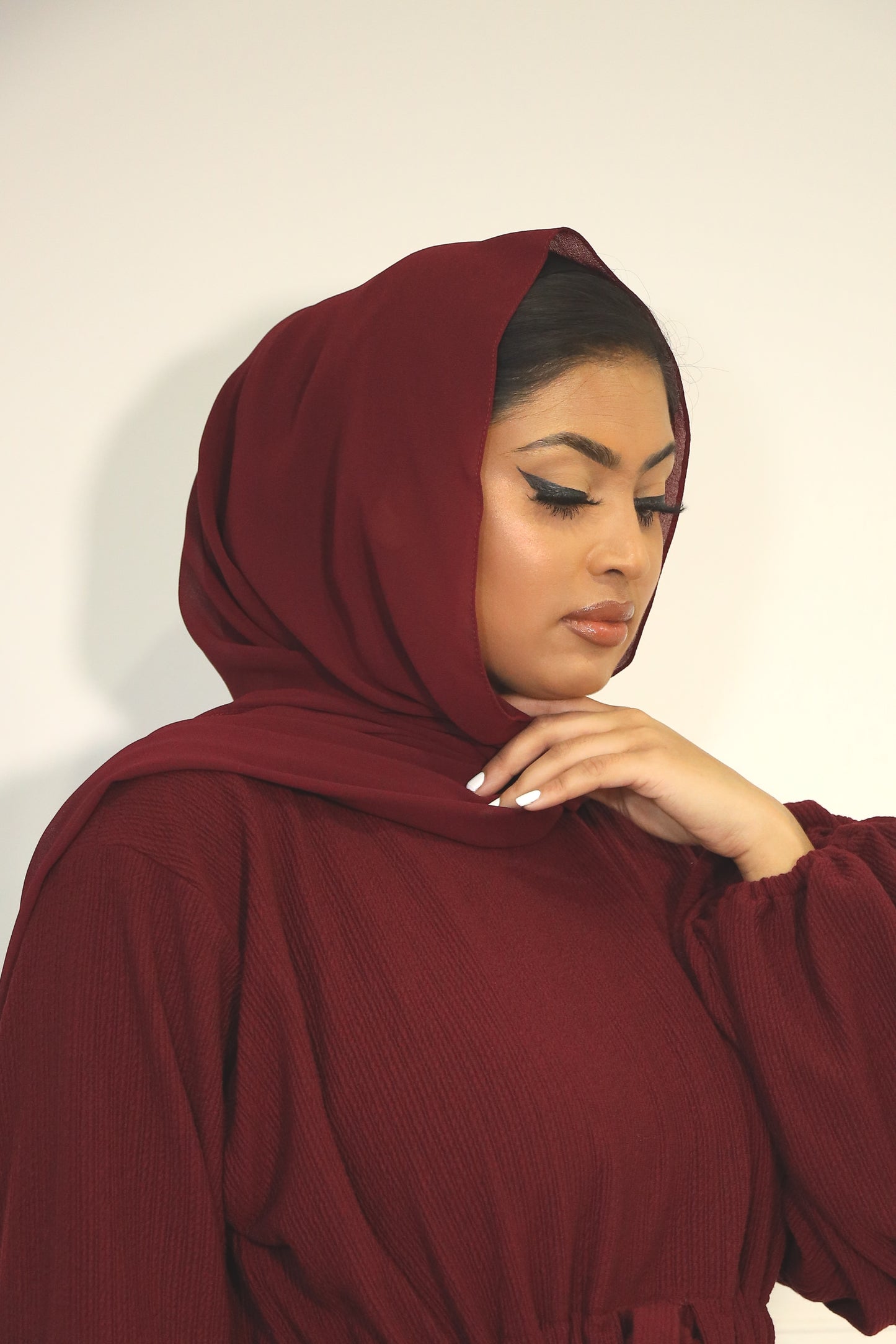 Baria Bubble Sleeve Abaya Jersey knit: Maroon