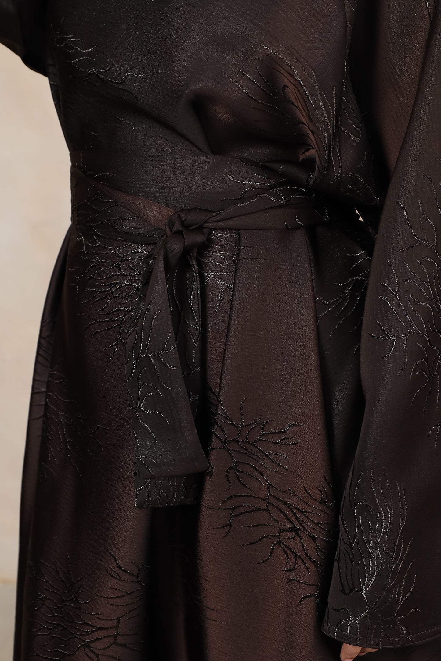 Jacquard Djamila Abaya Flare in Dark brown