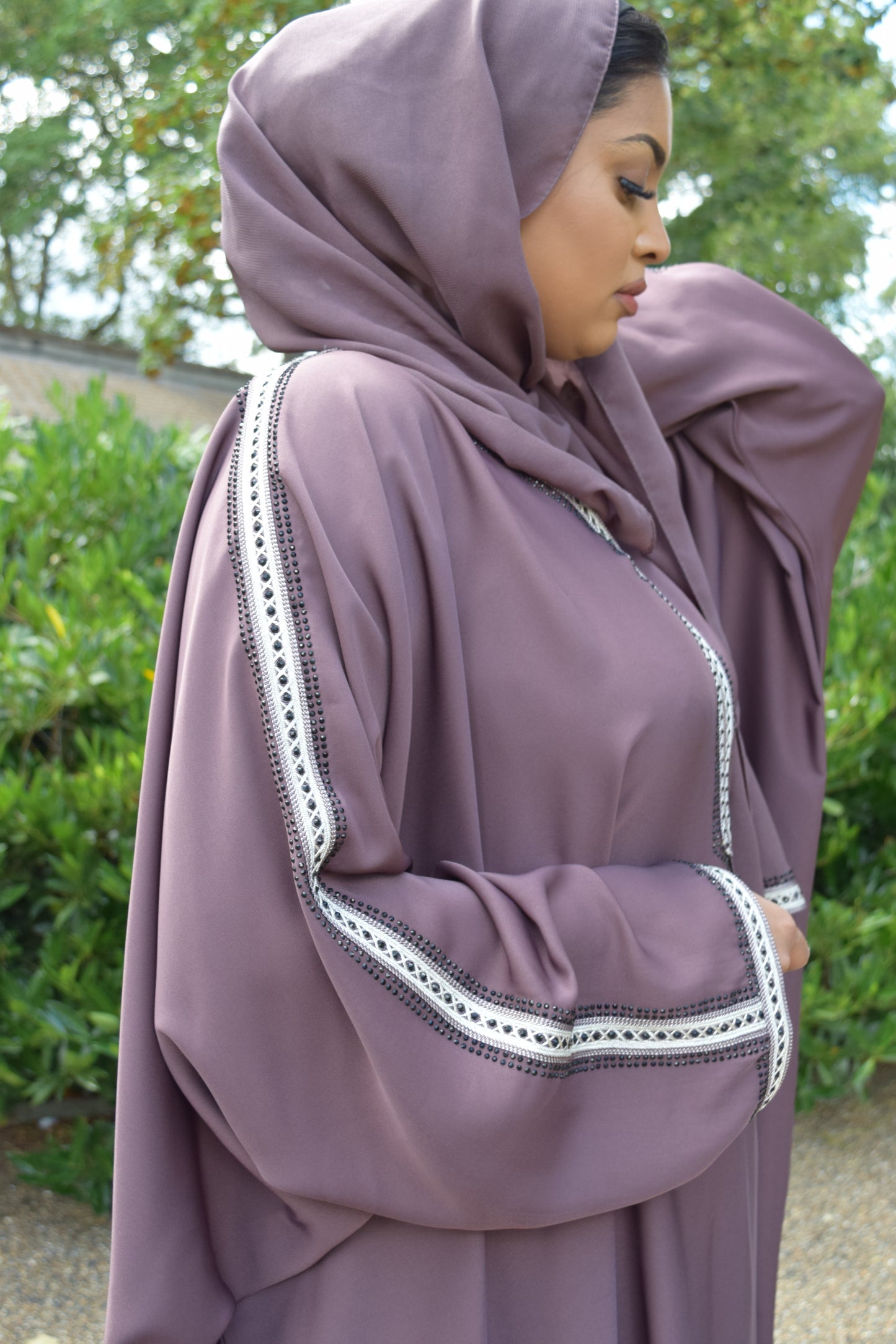 Hayat Modest Batwing Abaya in Heather Plum