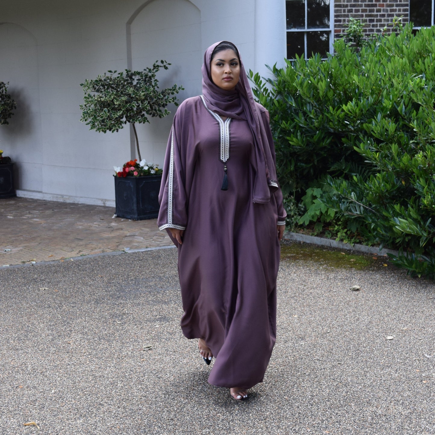 Hayat Modest Batwing Abaya in Heather Plum