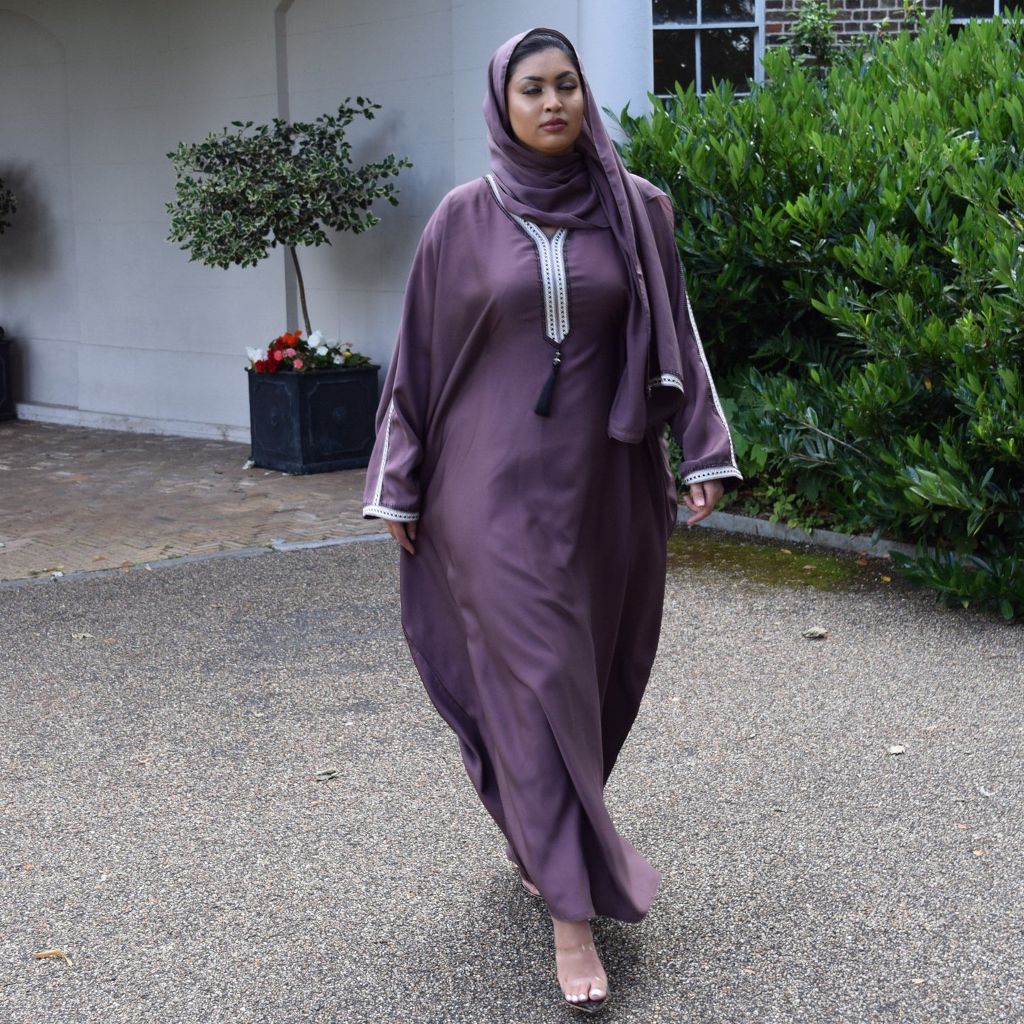 Hayat Modest Batwing Abaya in Heather Plum