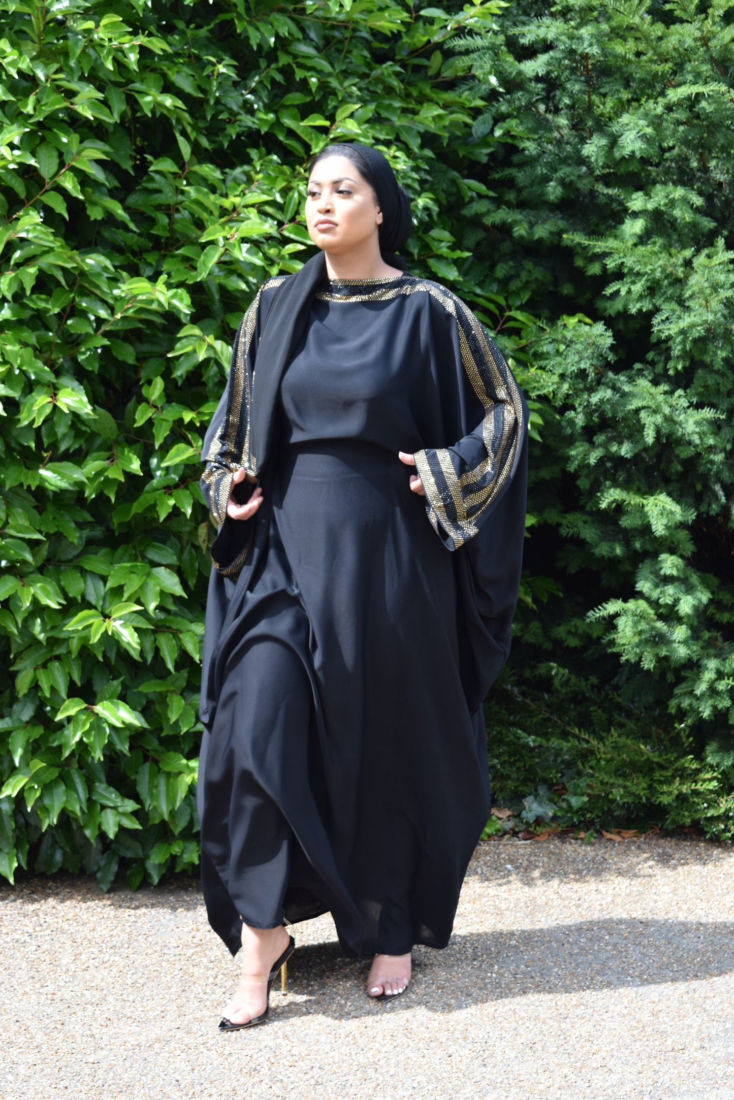 Nihal Modest Batwing Abaya in embellished Black