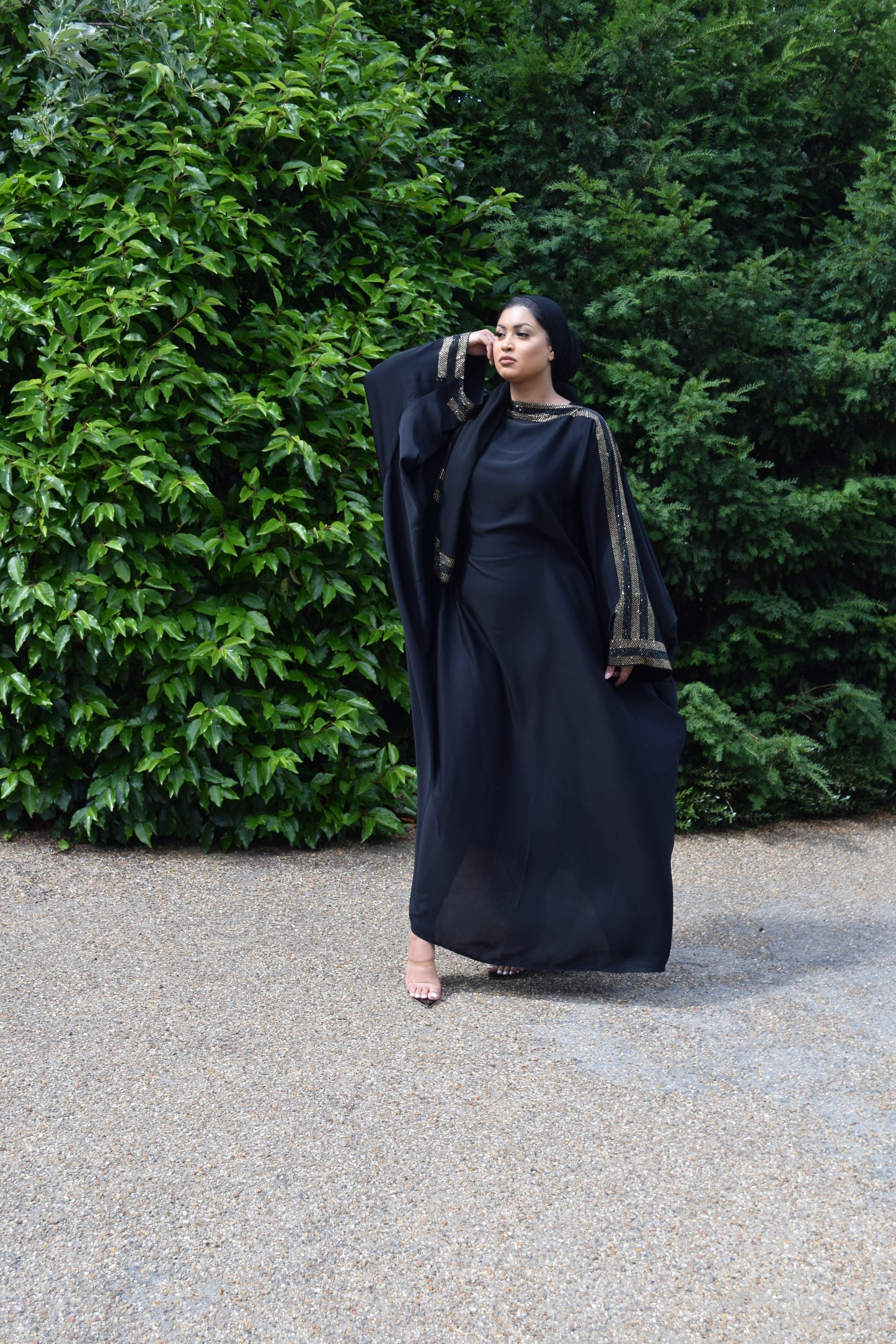 Nihal Modest Batwing Abaya in embellished Black