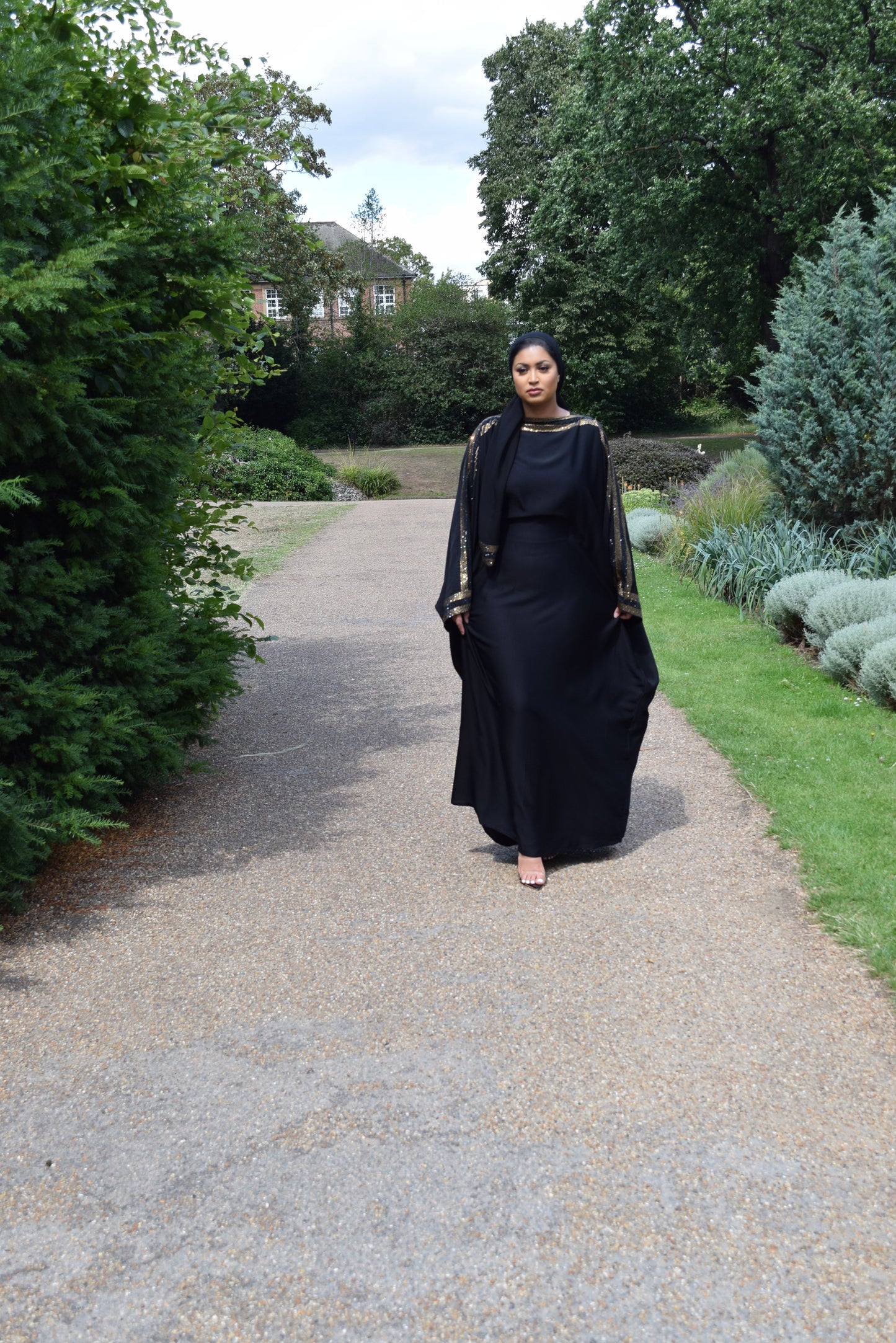 Nihal Modest Batwing Abaya in embellished Black