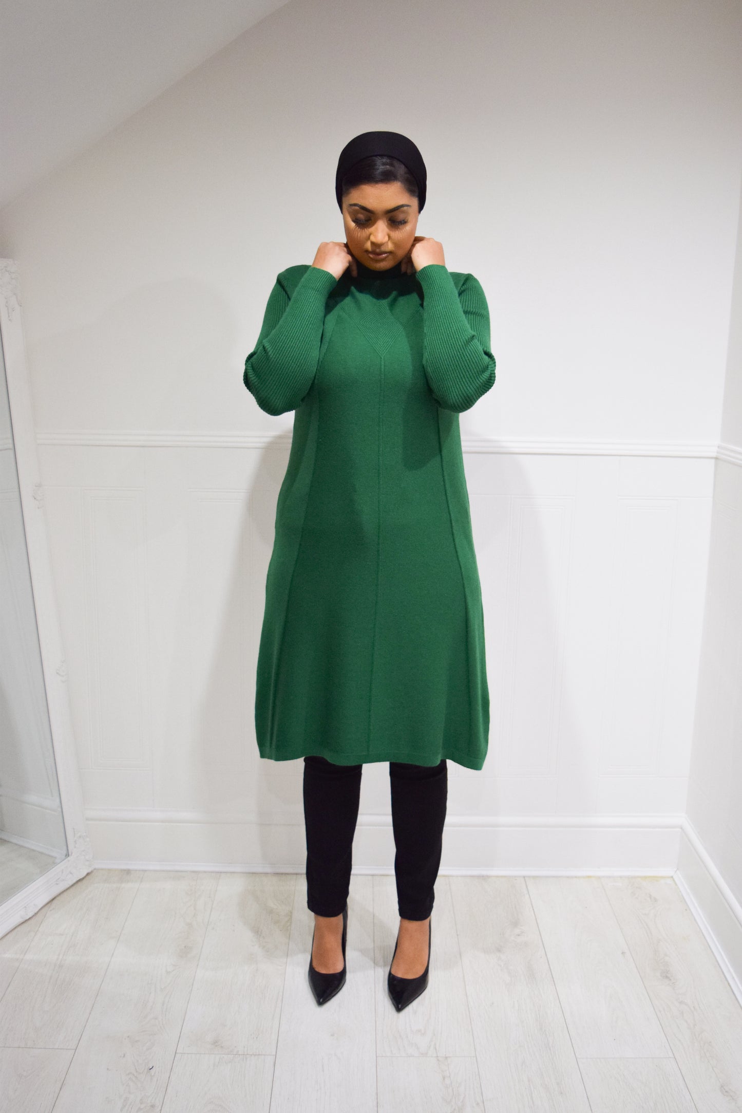 Diamond Aline Knit dress Forest Green