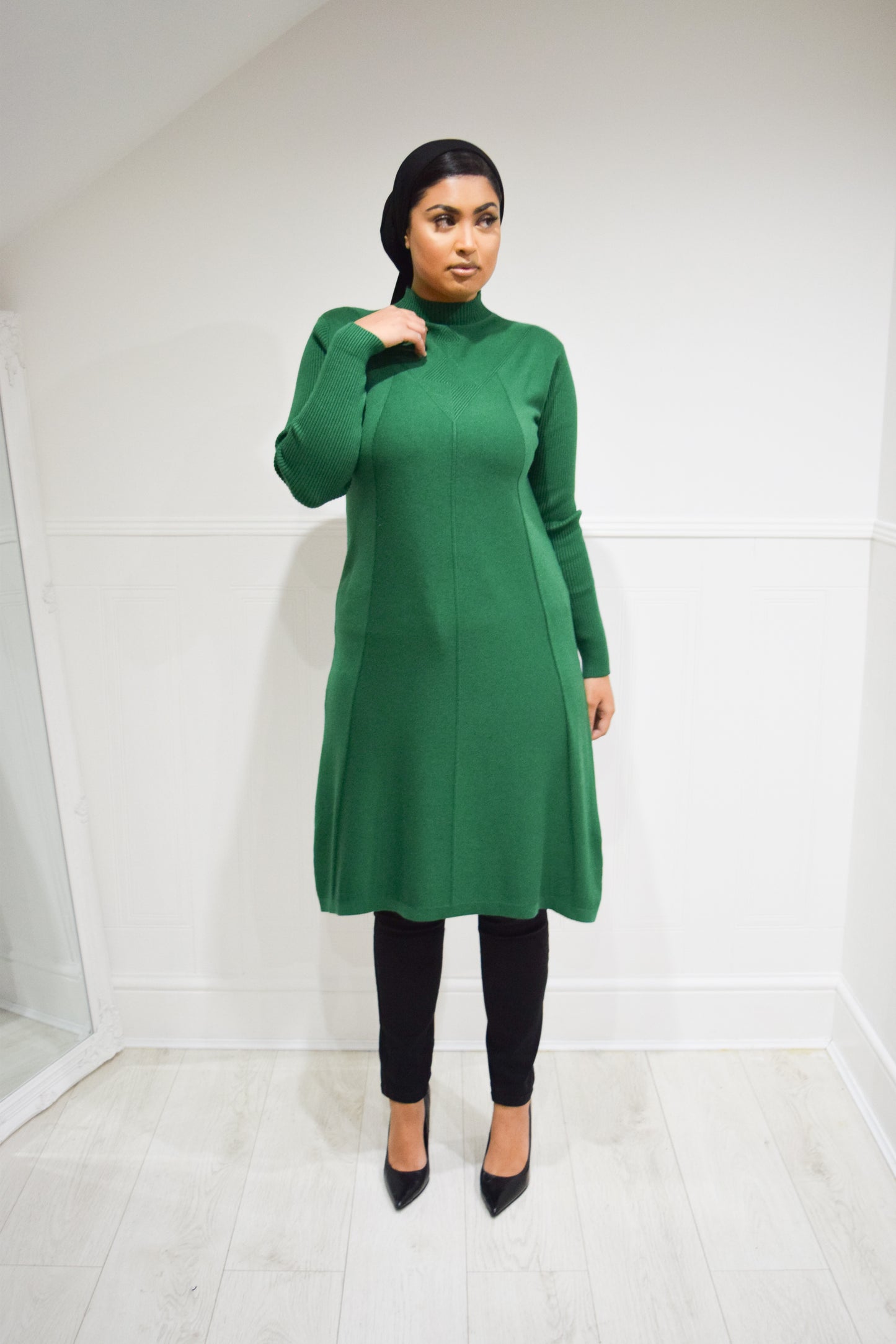 Diamond Aline Knit dress Forest Green