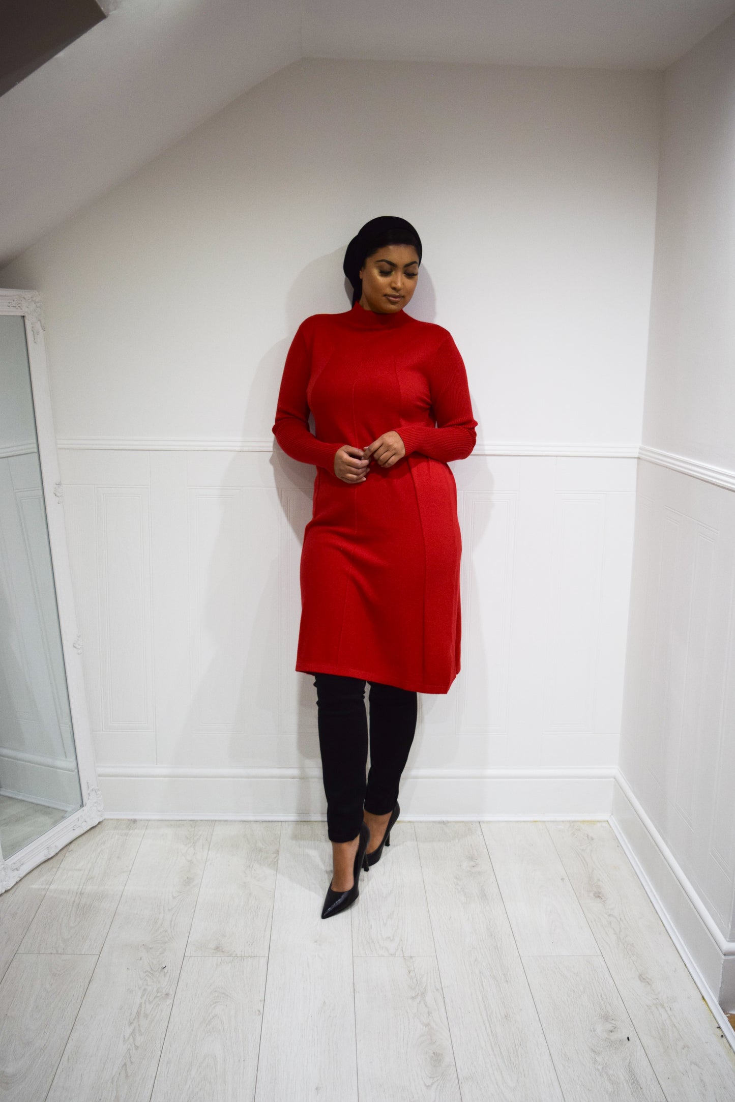 Diamond Aline Knit dress Red