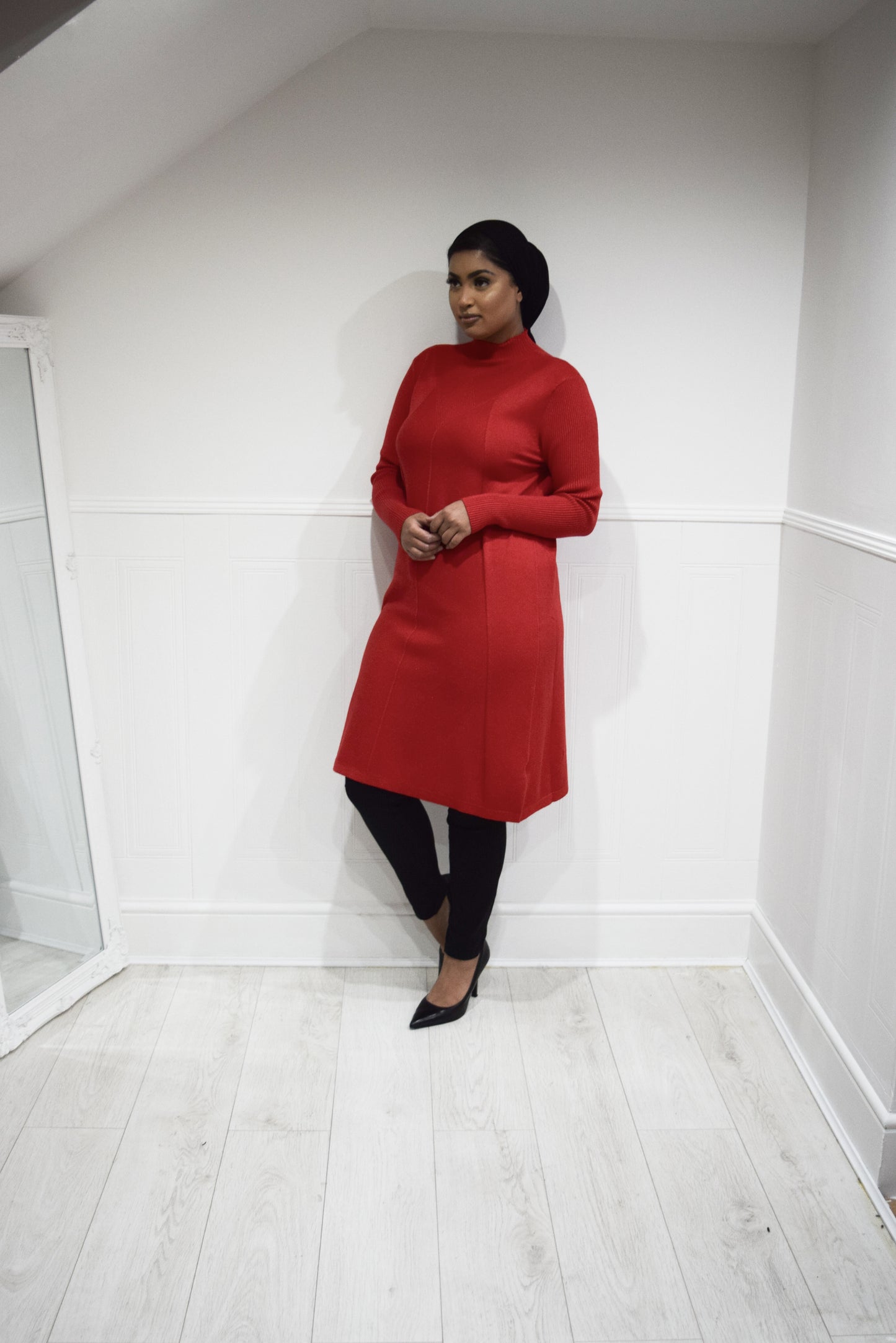 Diamond Aline Knit dress Red