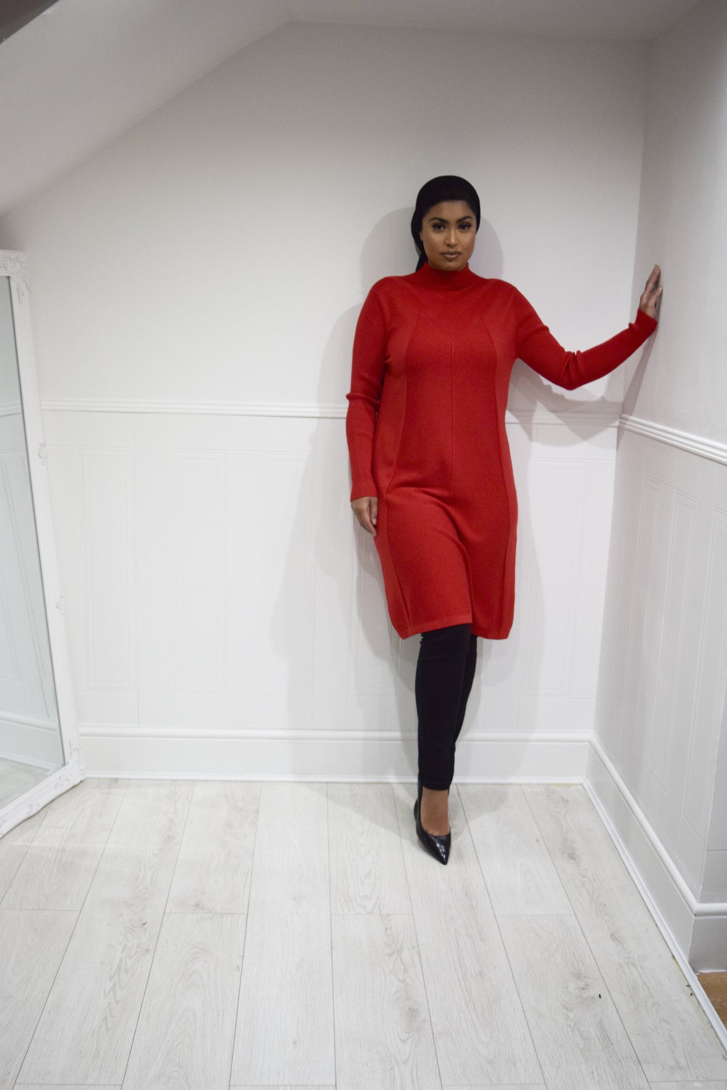 Diamond Aline Knit dress Red