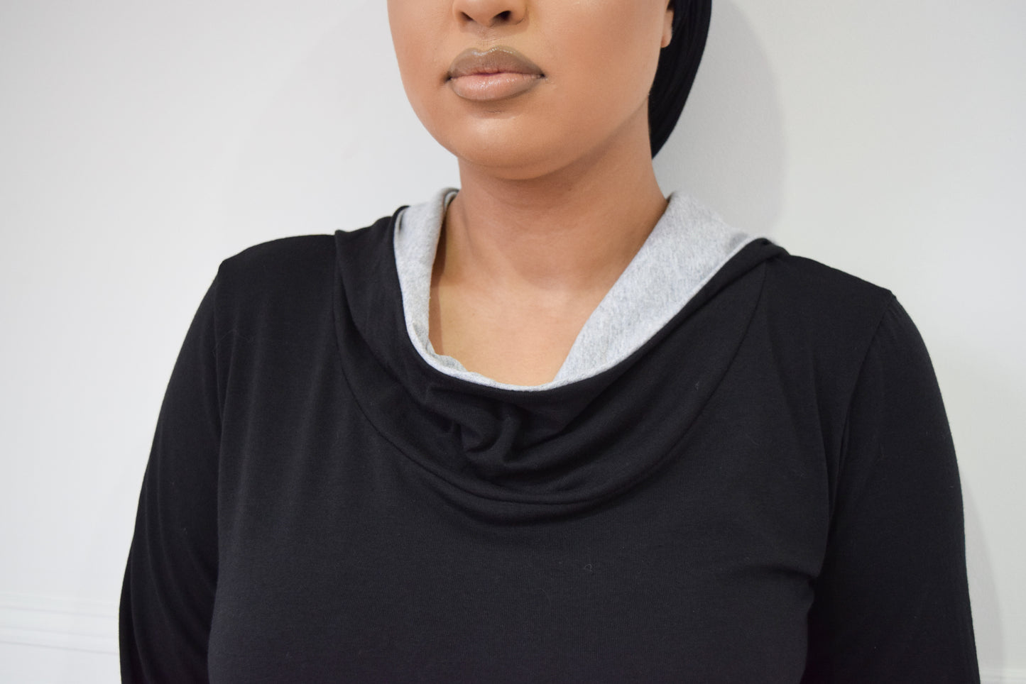 Hooded A-Line Abaya with pockets Black