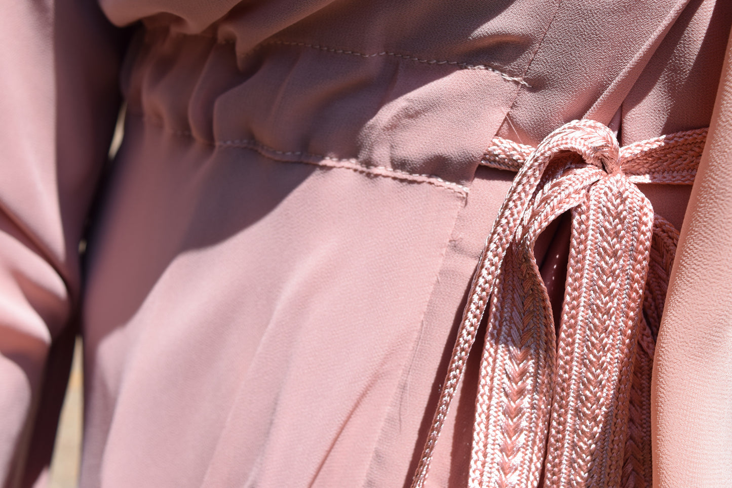 Reem Chiffon Open Jacket Abaya with Satin inner in Pale Pinks -  3 piece set