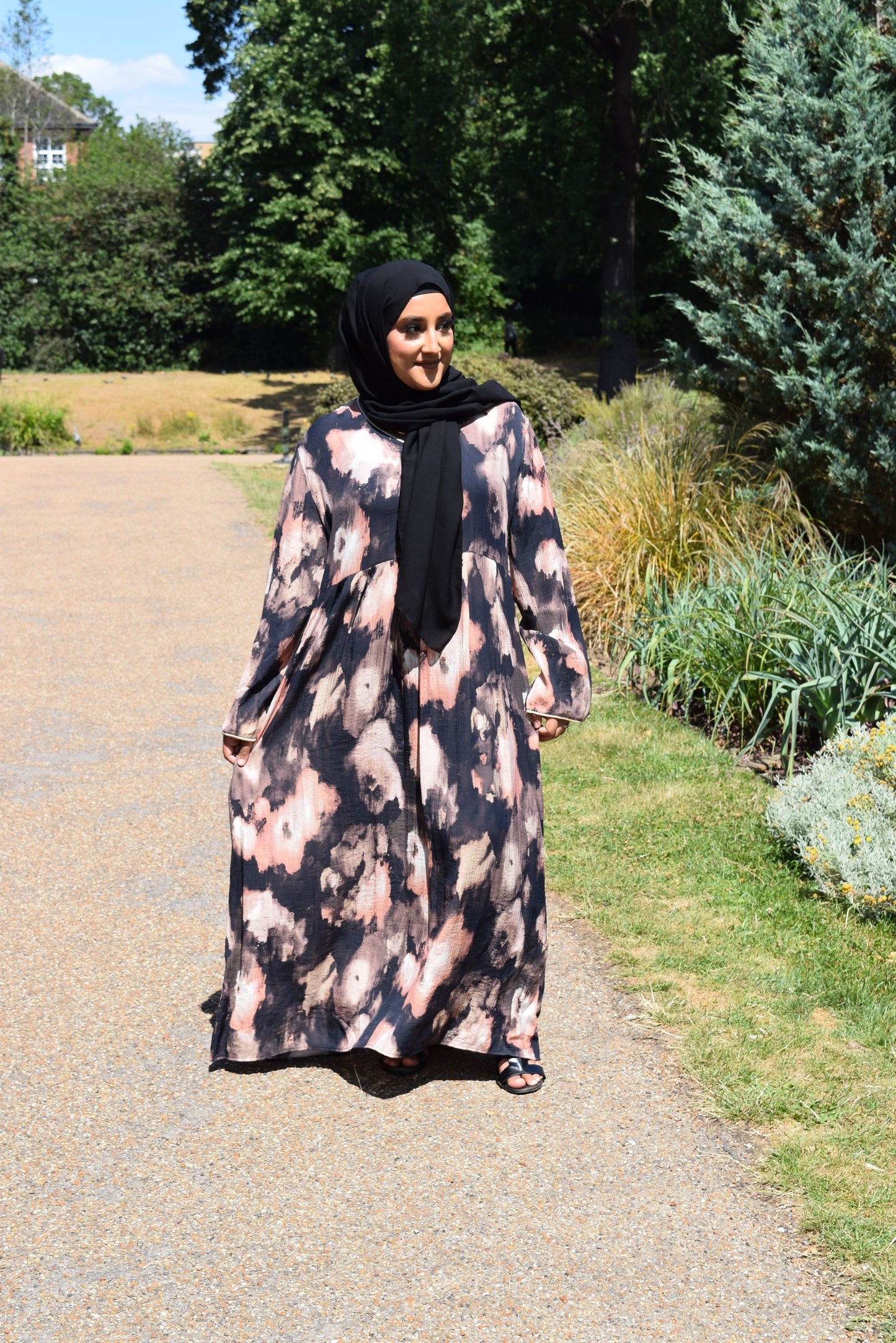 Modest Tie dye Maxi dress in Shadow Bloom