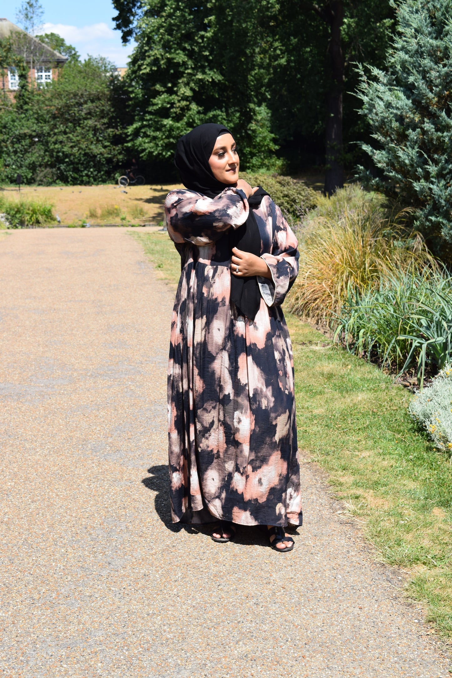 Modest Tie dye Maxi dress in Shadow Bloom